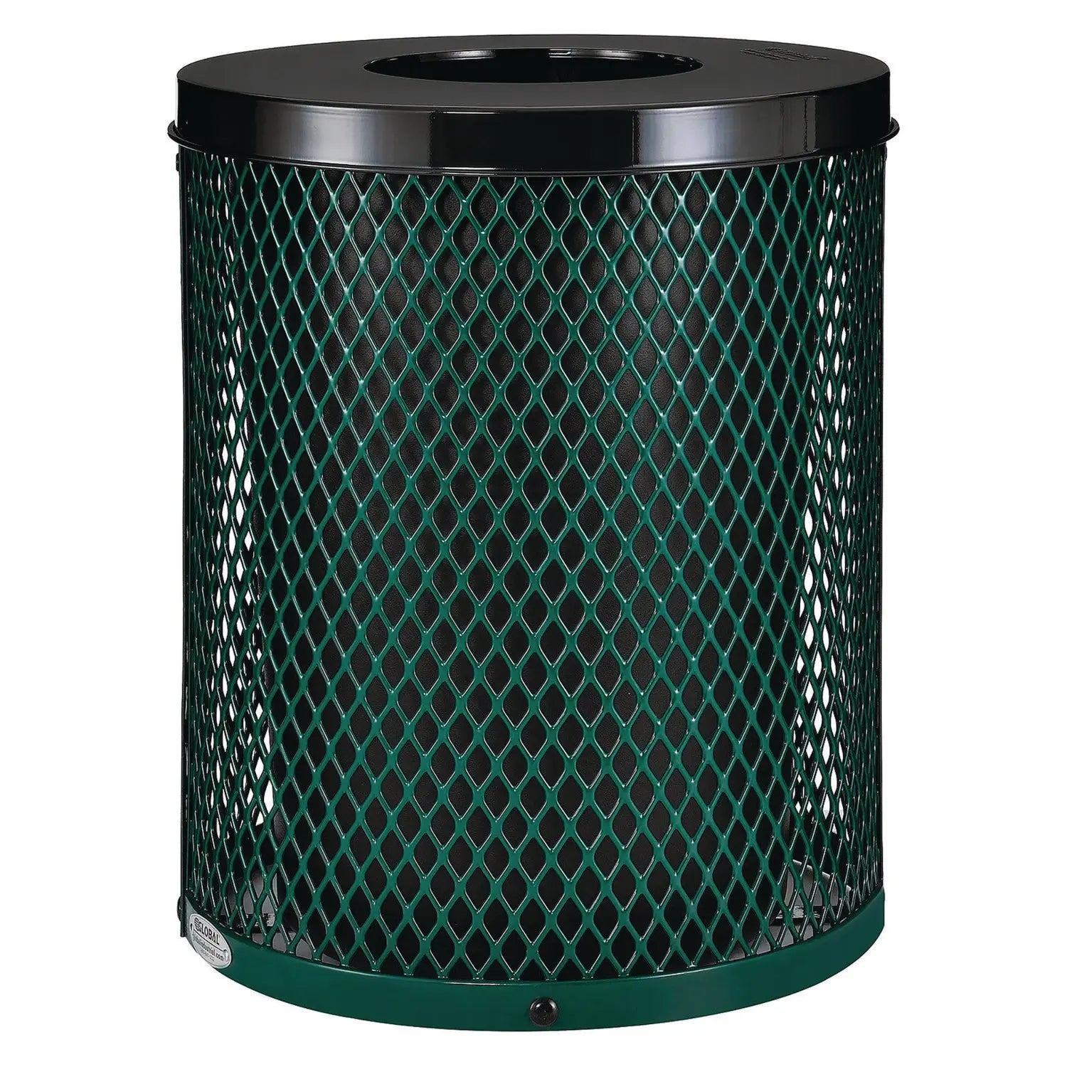 Outdoor Diamond Steel Trash Can, 36 gal, Green
