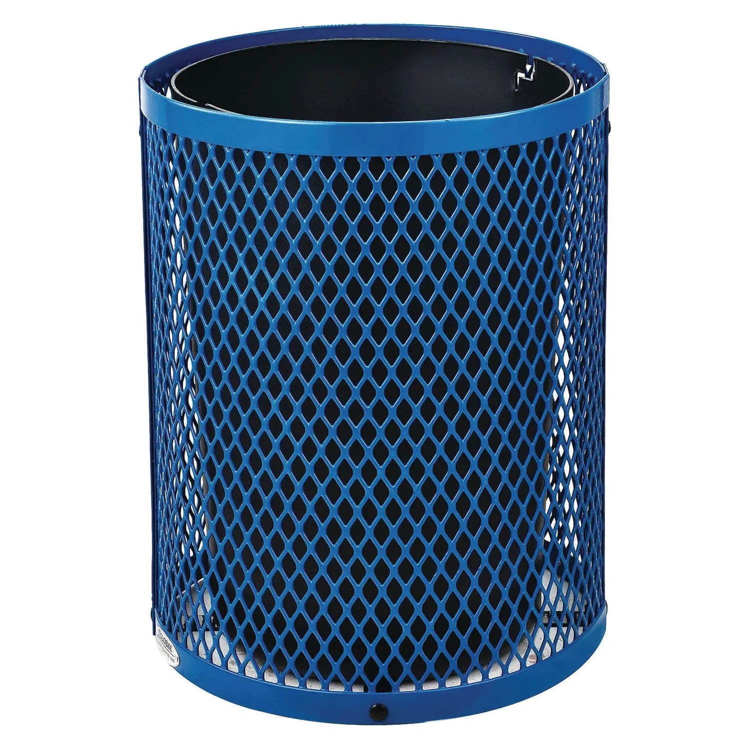 Outdoor Diamond Steel Trash Can, Rain Bonnet Lid, 36 gal, Blue Global Industrial® Flipcost