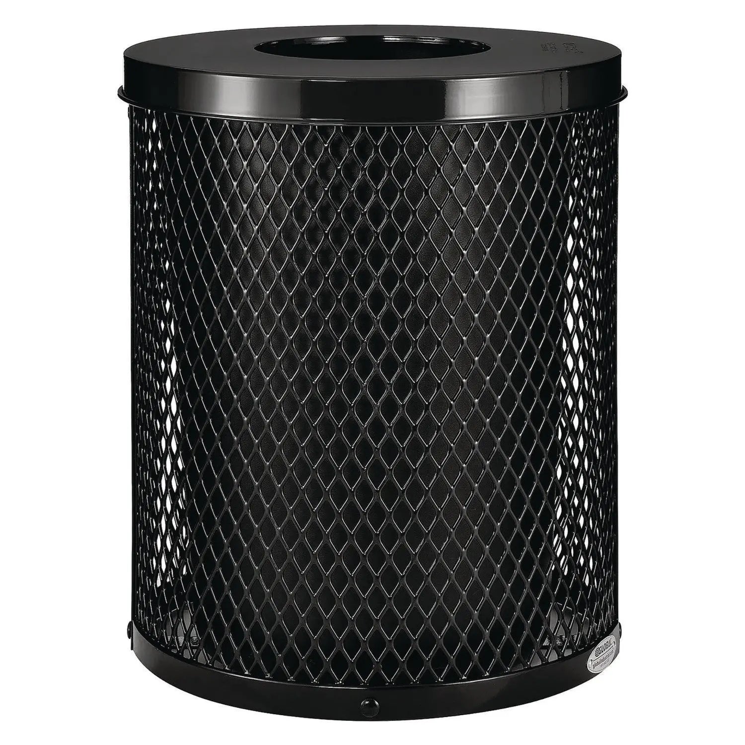 Outdoor Diamond Steel Trash Can, 36 gal, Black