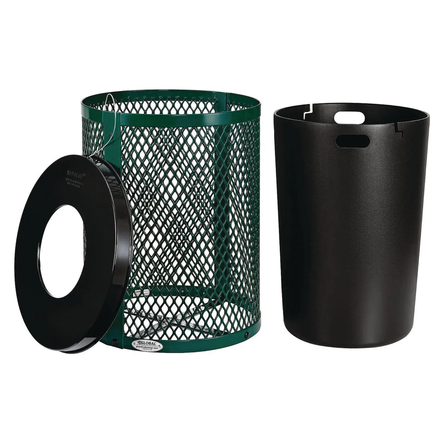 Outdoor Diamond Steel Trash Can, 36 gal, Green Global Industrial® Flipcost