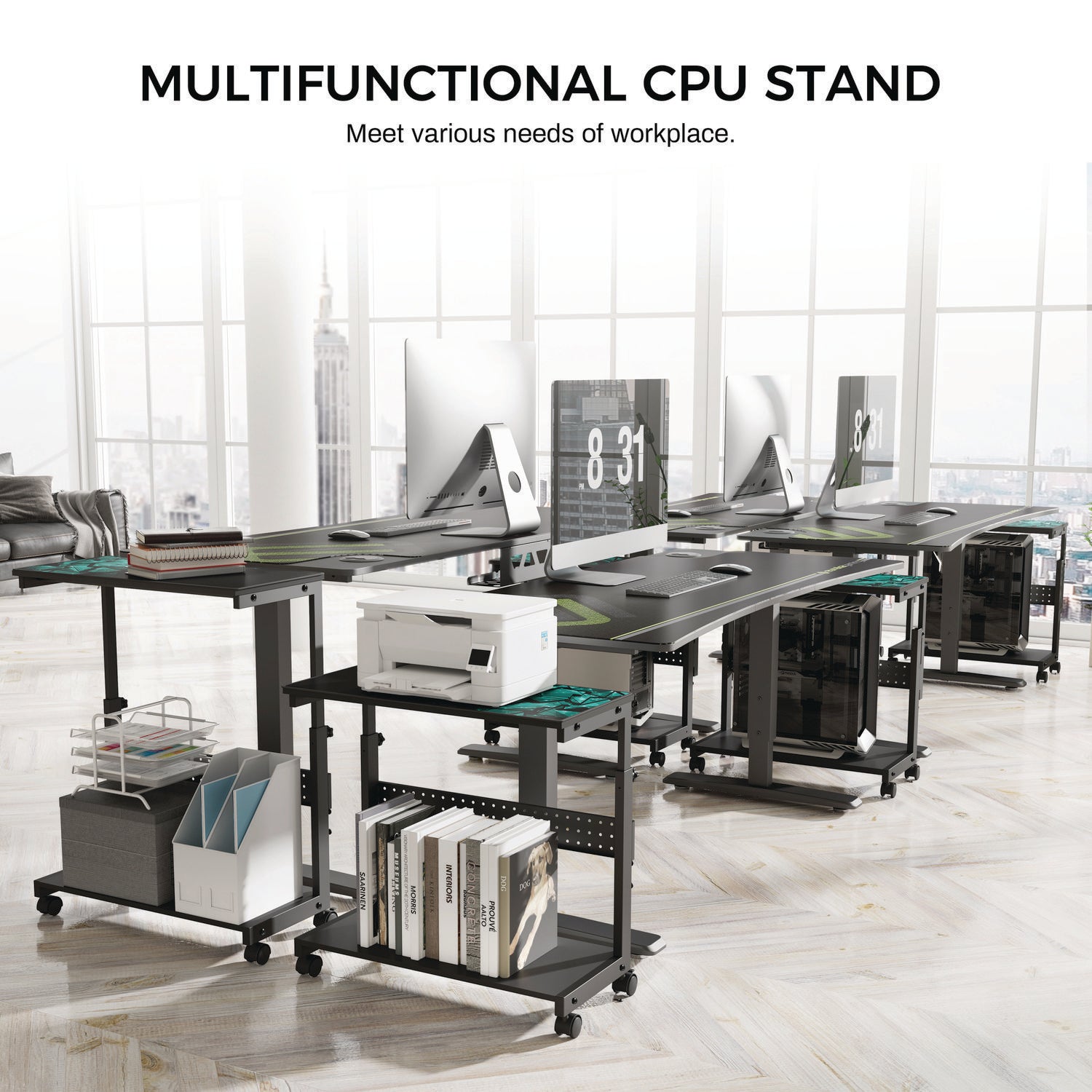 Eureka Ergonomic® CPU Holder, Supports 88.2 lbs, 25.19 x 11.81 x 22.56 to 28.56, Black