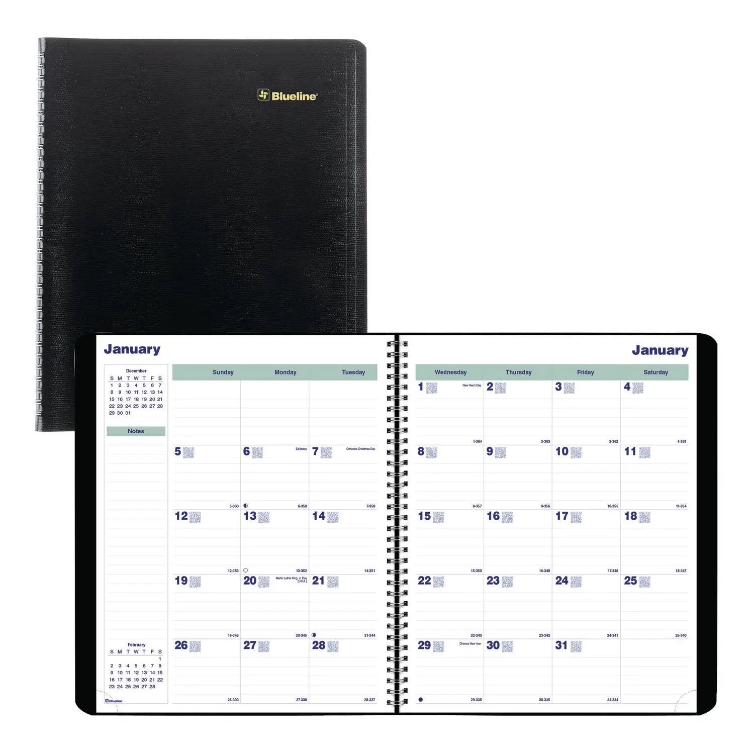 Plan and Link Monthly Planner, 11" x 9.06", Black Cover, 16-Months: Sept 2024 to Dec 2025 Blueline® Flipcost