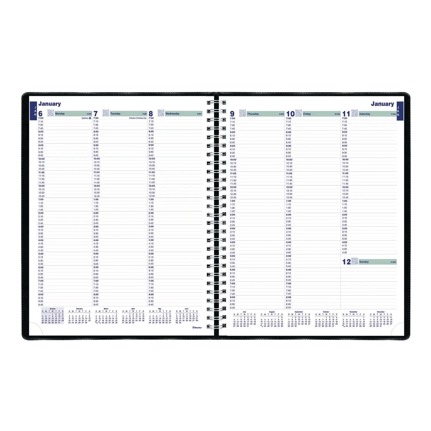 Plan and Link Weekly Appointment Planner, 11" x 9.06", Black Cover, 12-Month (Jan to Dec): 2025 Blueline® Flipcost
