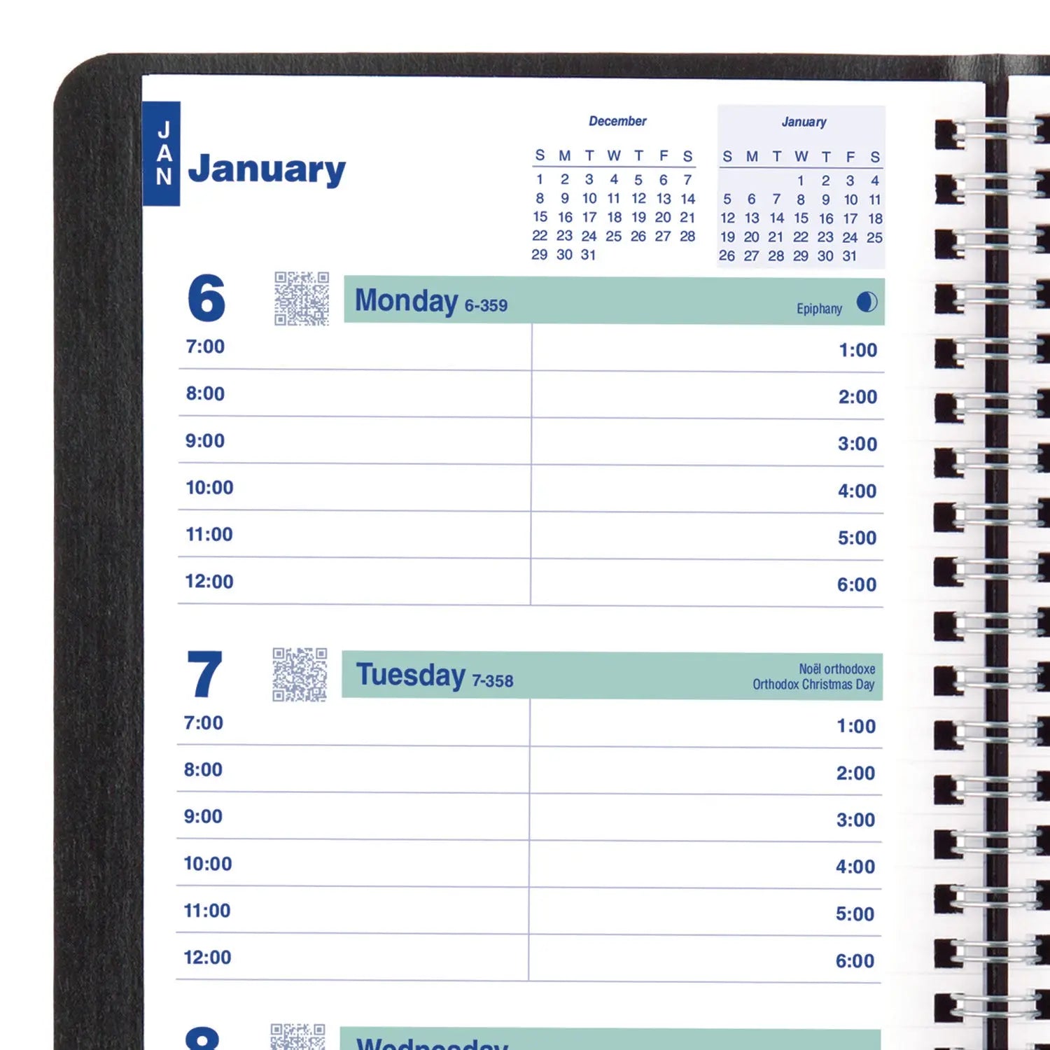 Plan and Link Weekly Planner, 8" x 5", Black Cover, 12-Month (Jan to Dec): 2025 Blueline® Flipcost
