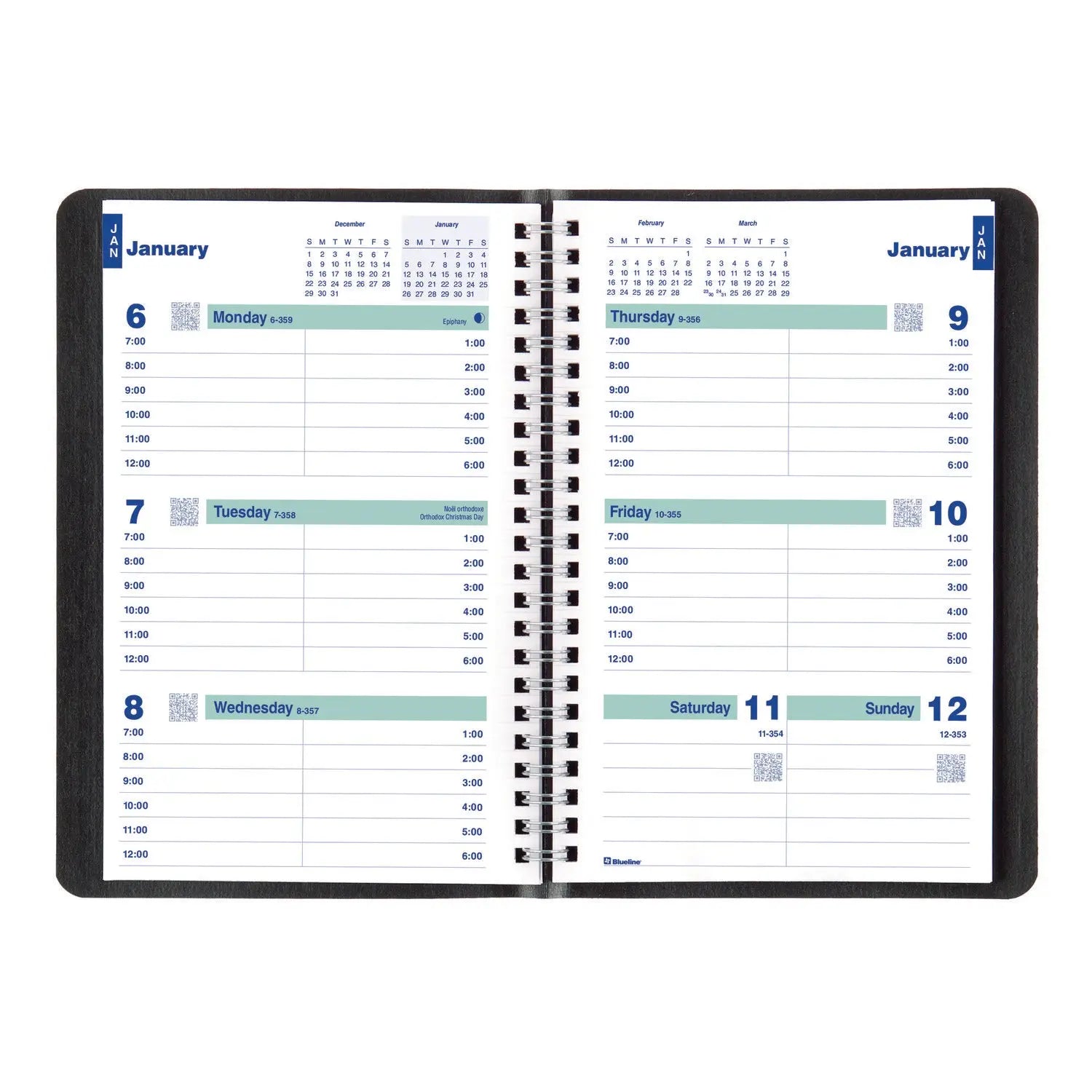 Plan and Link Weekly Planner, 8" x 5", Black Cover, 12-Month (Jan to Dec): 2025 Blueline® Flipcost