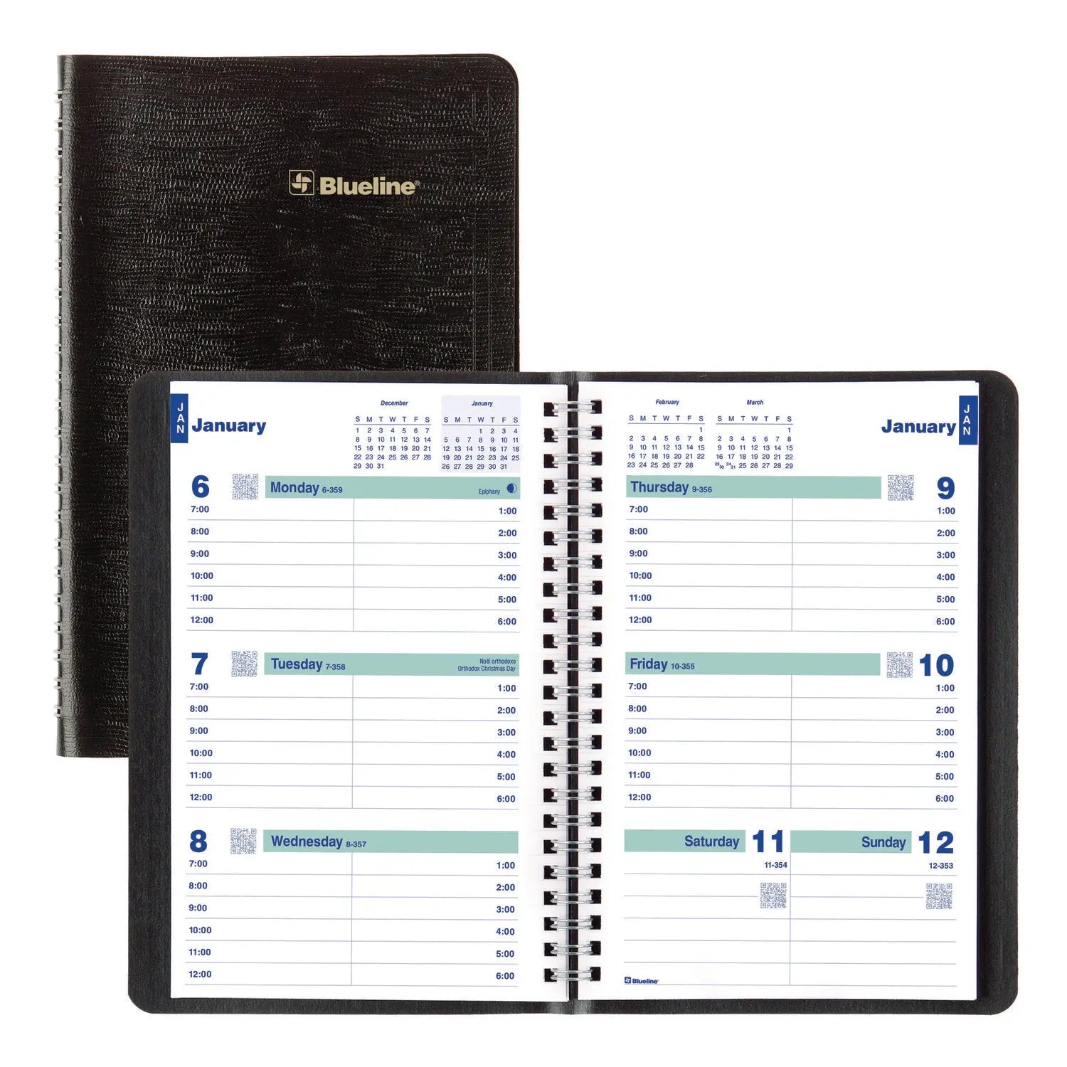 Plan and Link Weekly Planner, 8" x 5", Black Cover, 12-Month (Jan to Dec): 2025 Blueline® Flipcost