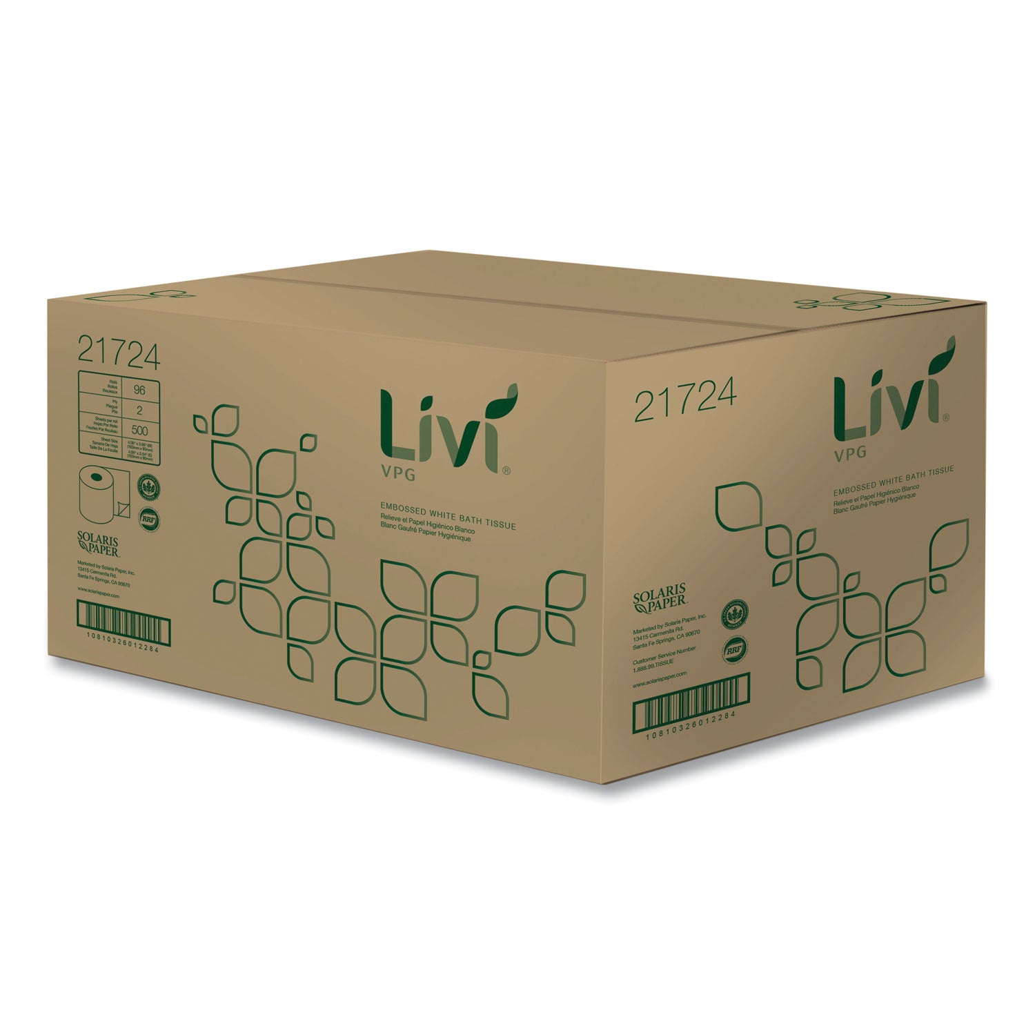 Livi® VPG Bath Tissue, 2-Ply, White, 500 Sheets, 96 Rolls/Carton