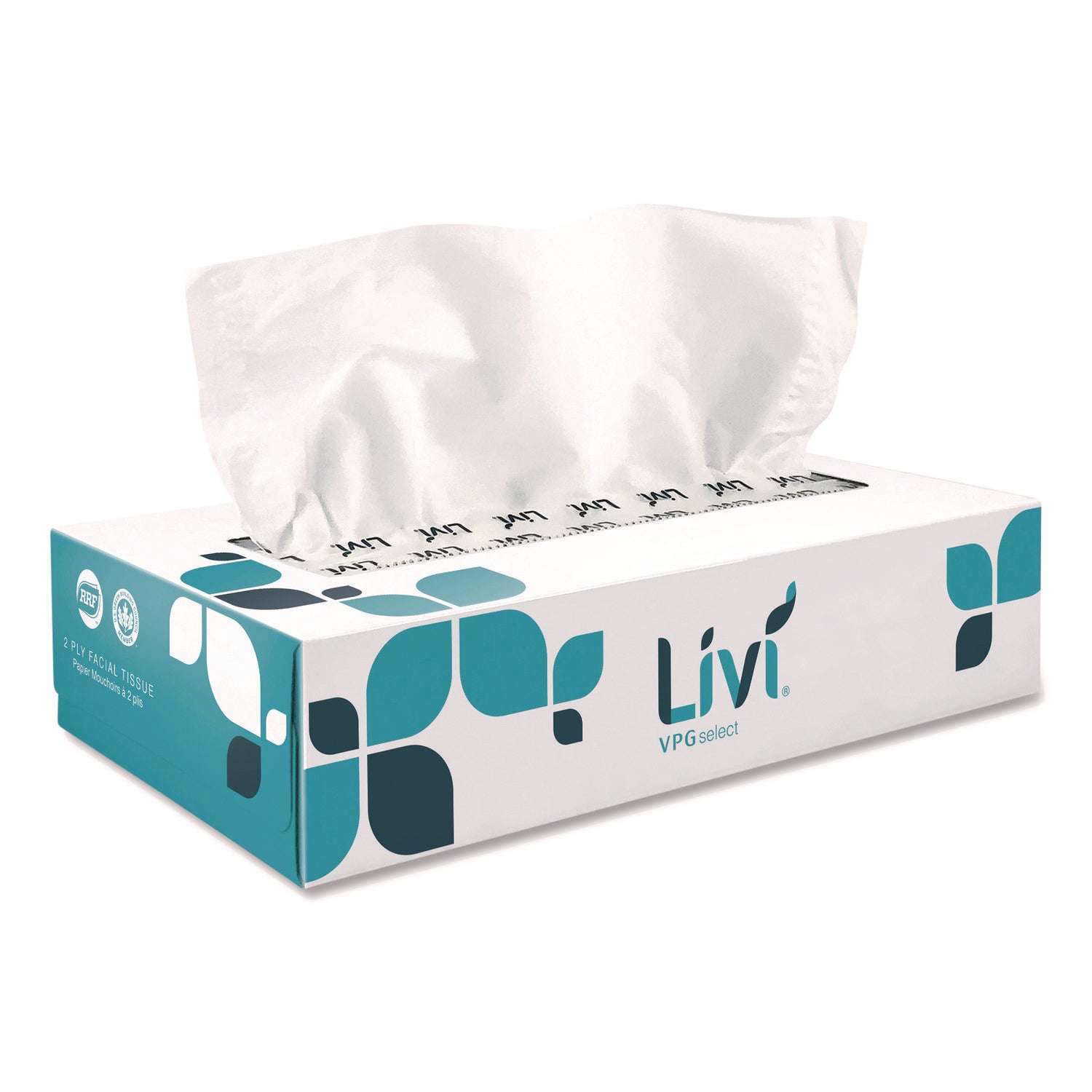 Livi® VPG Select Flat Box Facial Tissue, 2-Ply, White, 100 Sheets/Box, 30 Boxes/Carton