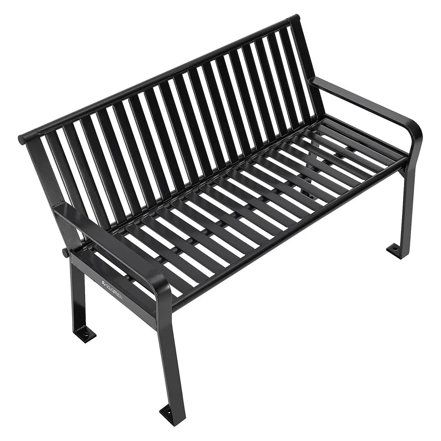 Steel Slat Benches with Back, 48 x 27 x 31, Black Global Industrial® Flipcost