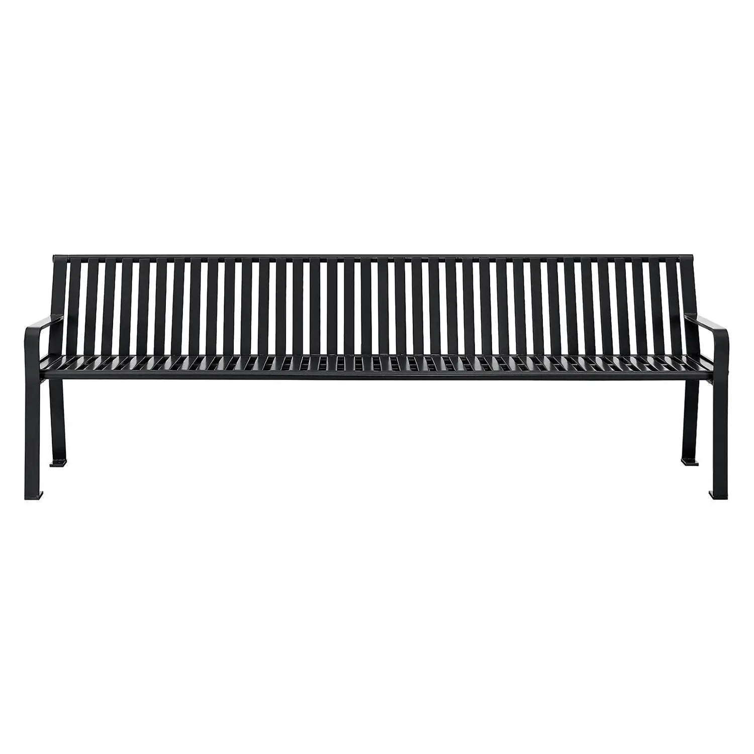 Steel Slat Benches with Back, 96 x 26 x 31, Black Global Industrial® Flipcost