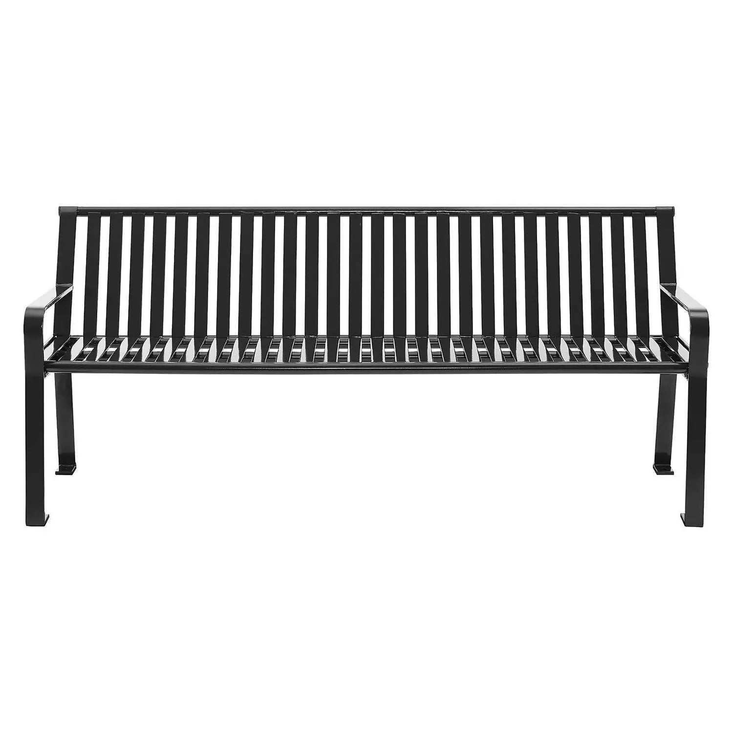 Steel Slat Benches with Back, 72 x 26 x 31, Black Global Industrial® Flipcost