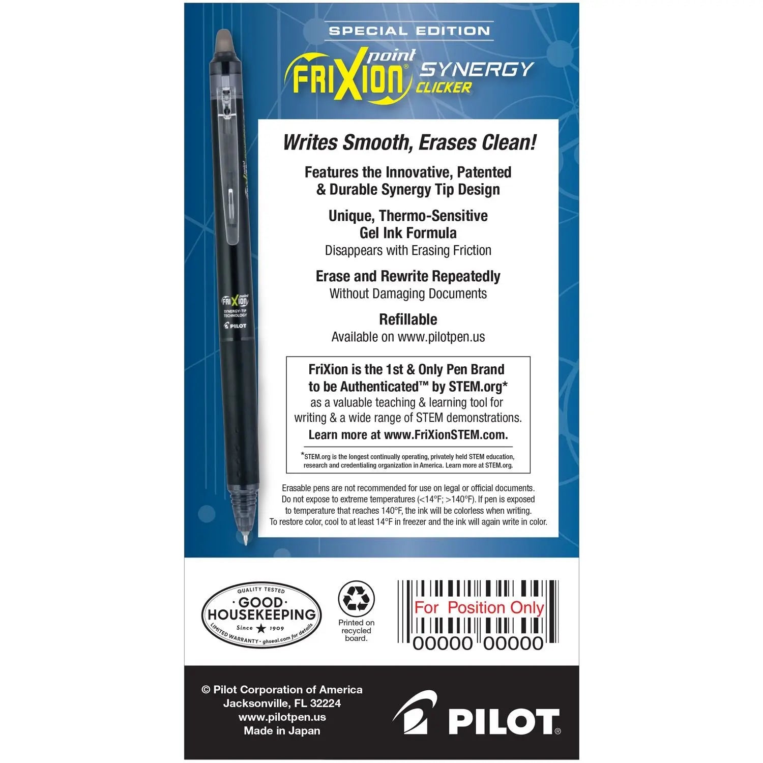 FriXion Synergy Clicker Erasable Gel Pen, Retractable, Extra-Fine 0.5 mm, Black Ink, Black/Smoke Barrel, Dozen Pilot® Flipcost