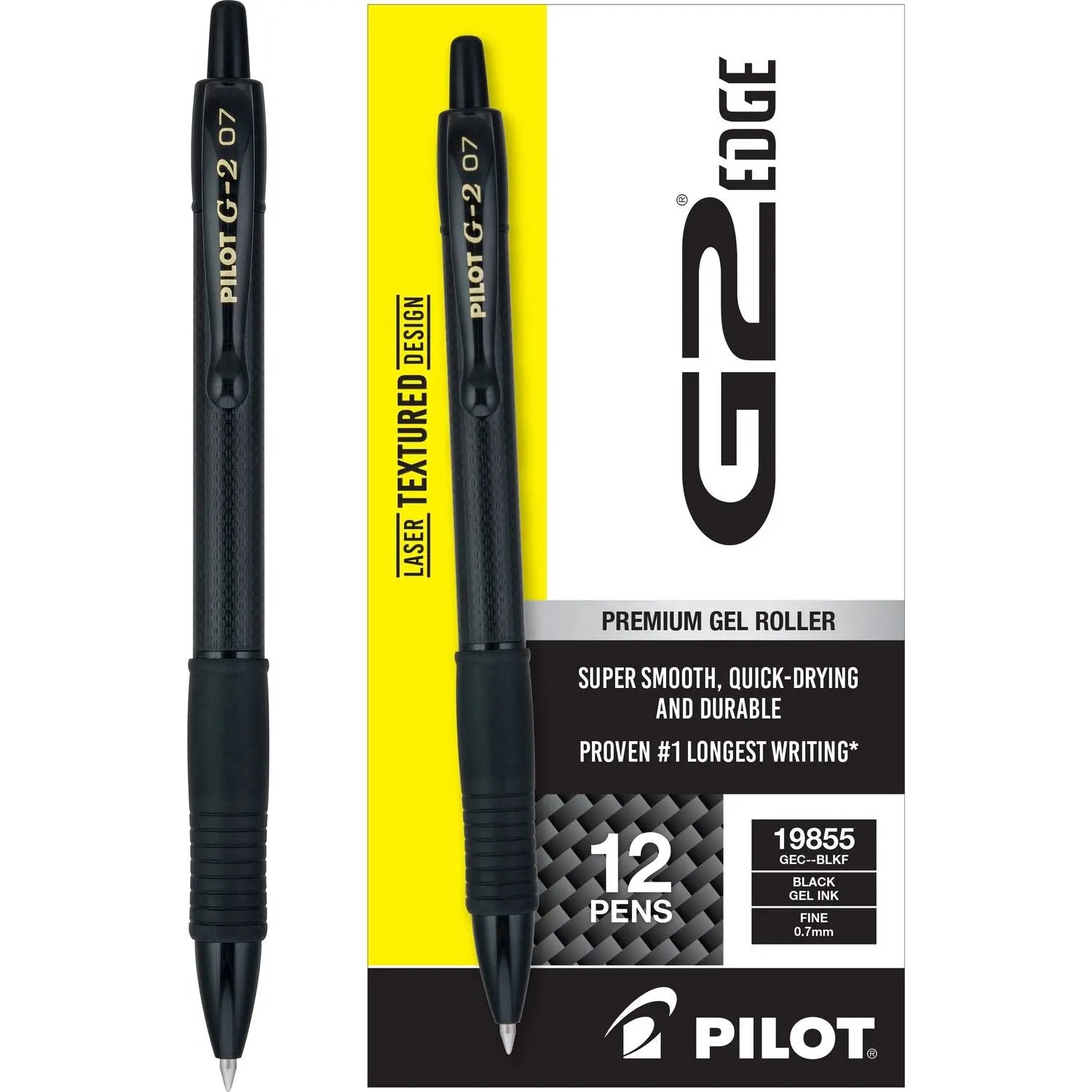 G2 Edge Premium Gel Pen, Retractable, Fine 0.7 mm, Black Ink/Barrel, Dozen Pilot® Flipcost