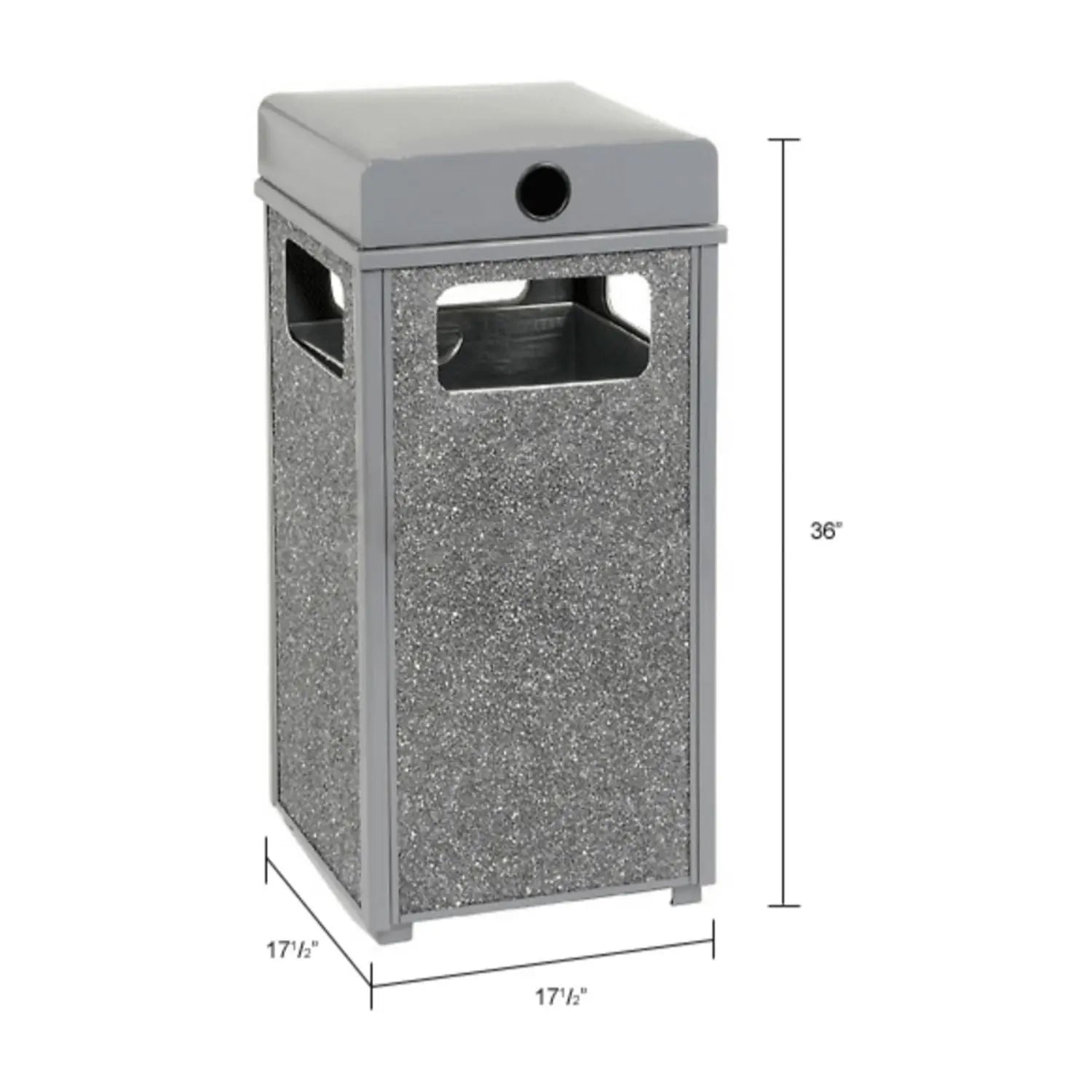 Stone Panel All Weather Trash Receptacle Urn, 24 gal, Steel, Gray Global Industrial® Flipcost