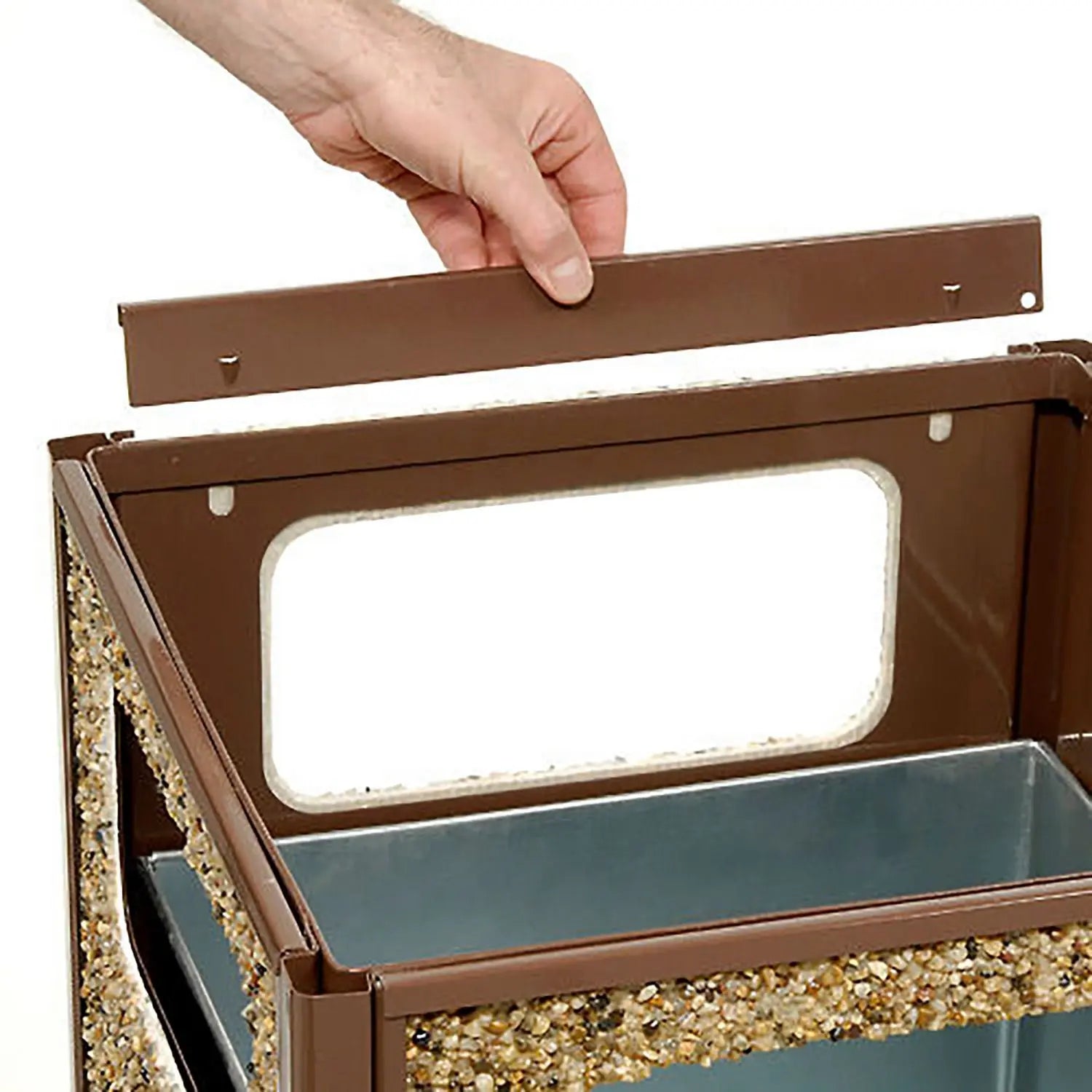 Stone Panel All Weather Trash Receptacle Urn, Open Ashtray Top, 24 gal, Steel, Brown Global Industrial® Flipcost