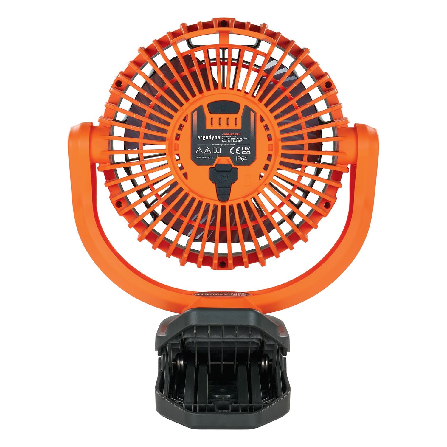 ergodyne® Chill-Its 6090 Rechargeable Portable Jobsite Fan, 9.5, Orange/Black