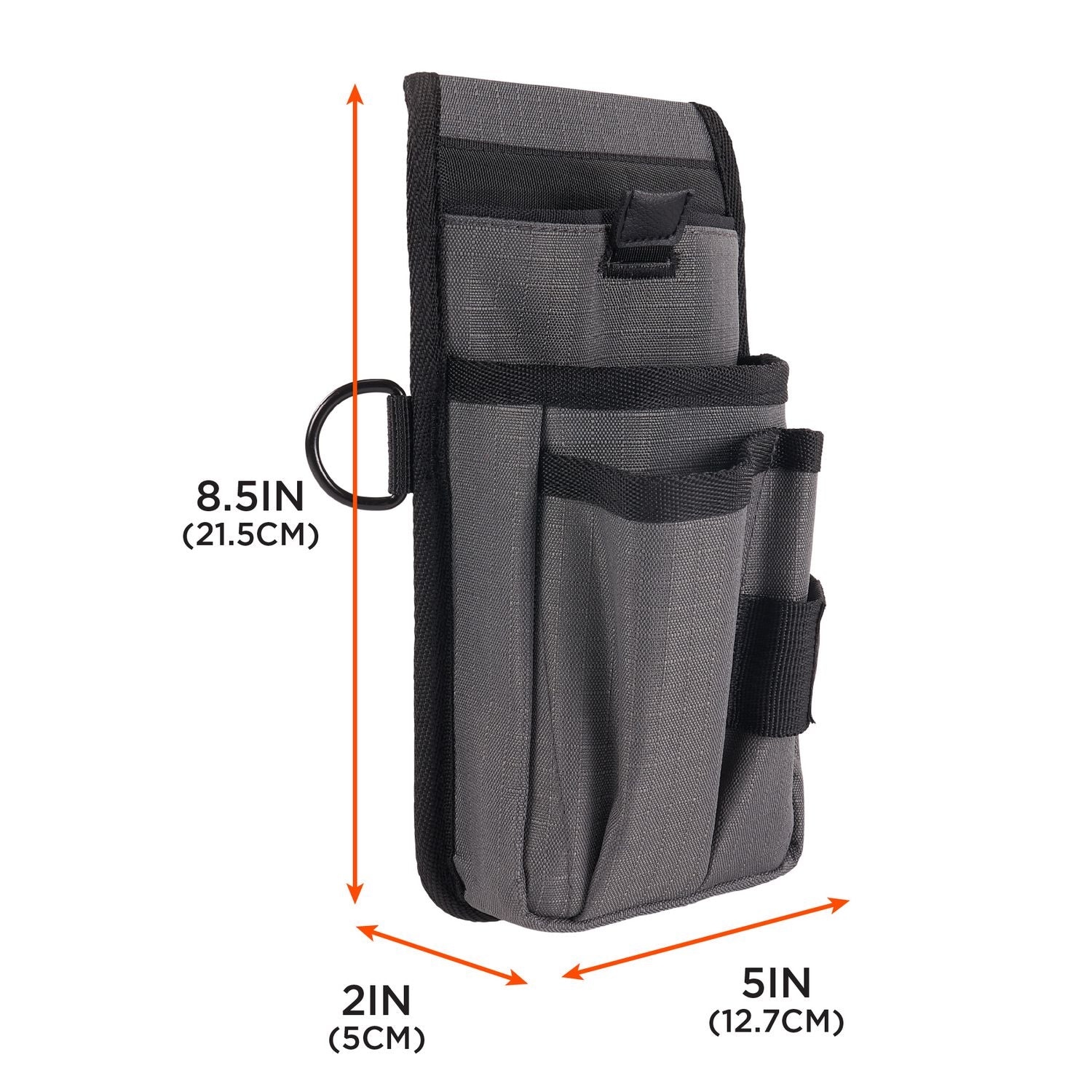ergodyne® Arsenal 5569 Belt Clip Tool Pouch with Device Holster, 4 Compartments, 5 x 2 x 8.5, Polyester, Gray