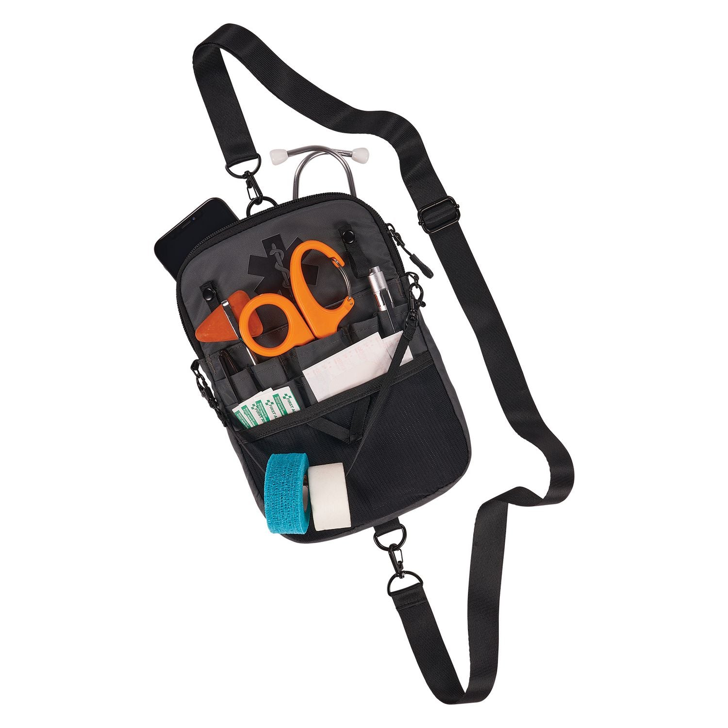 ergodyne® Arsenal 5717 Convertible Nurse Belt Bag, 10 Compartments, 7 x 10, Nylon, Black