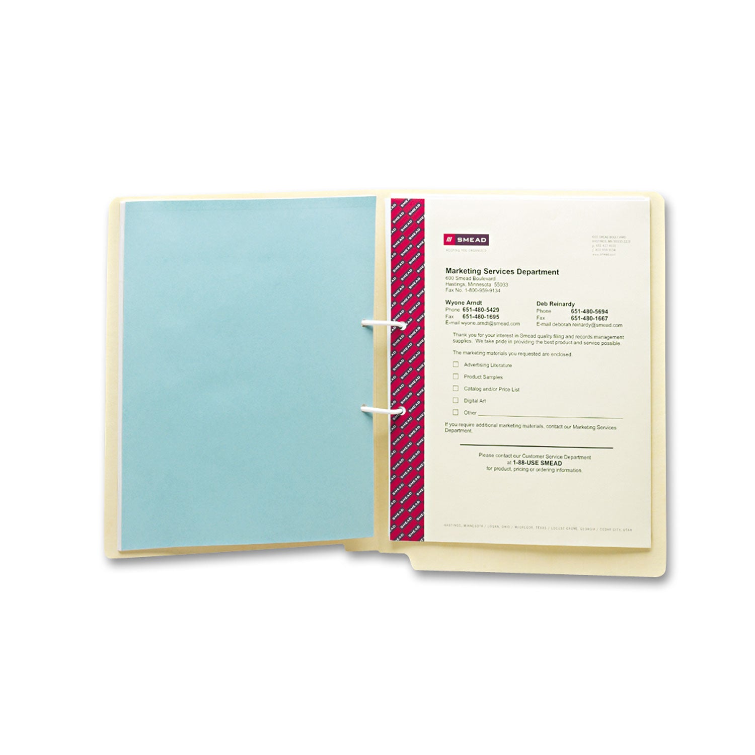 Smead U-Clip Bonded Fasteners, 2" Capacity, 2.75" Center To Center, Red/white, 100/box