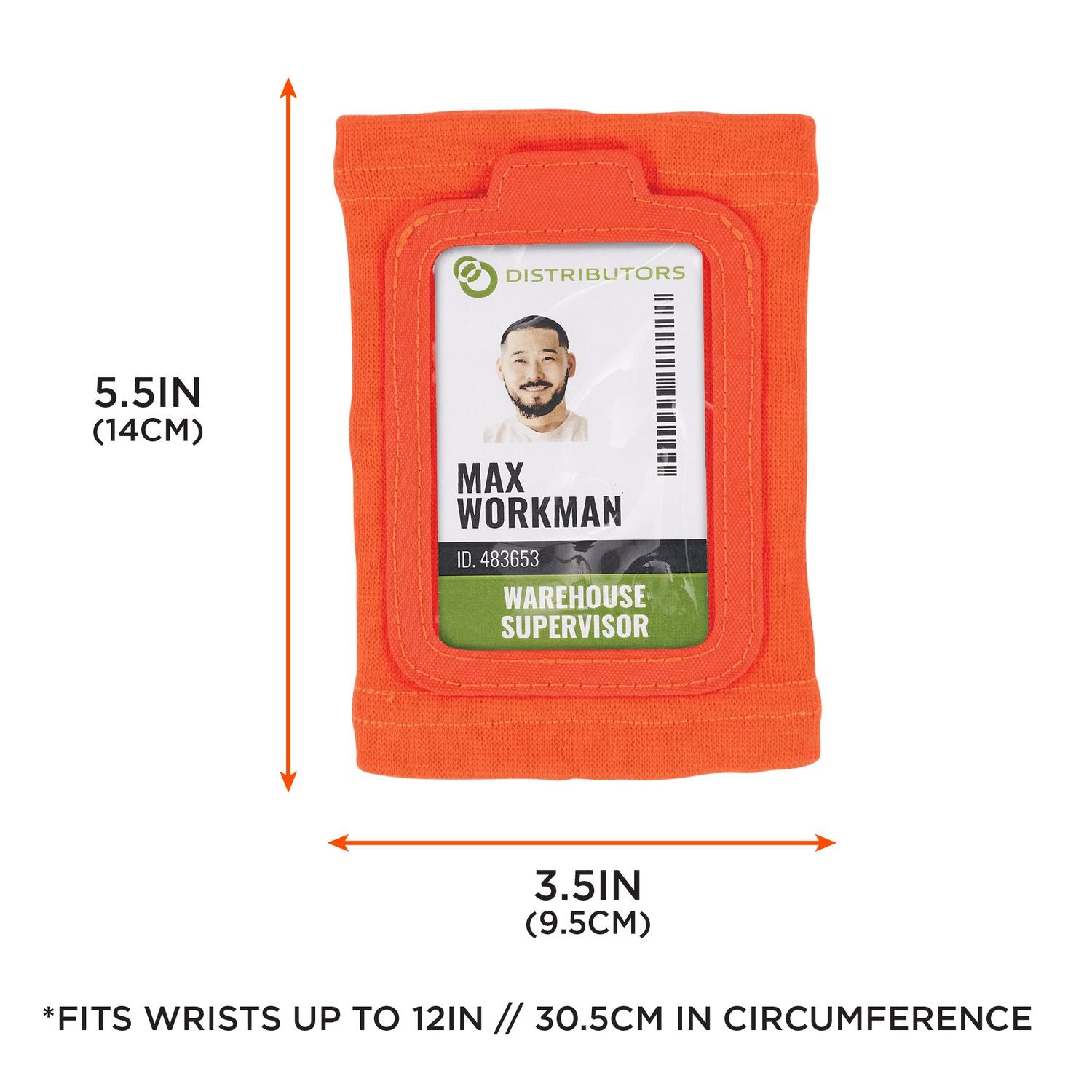 ergodyne® Squids 3388 Wrist ID/Badge Holder, Vertical, Orange, 3.5 x 5.5 Holder, 2.75 x 3.75 Insert