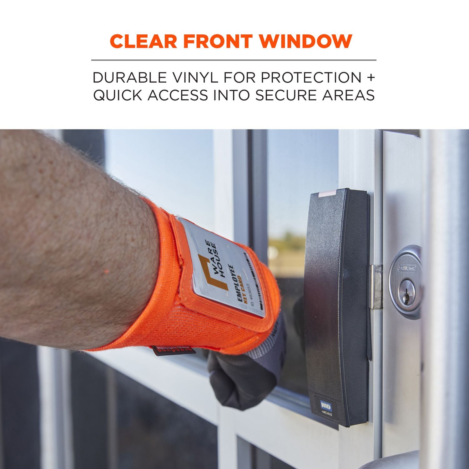 ergodyne® Squids 3388 Wrist ID/Badge Holder, Vertical, Orange, 3.5 x 5.5 Holder, 2.75 x 3.75 Insert