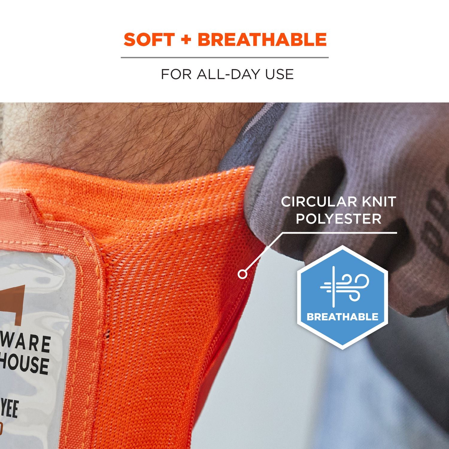 ergodyne® Squids 3388 Wrist ID/Badge Holder, Vertical, Orange, 3.5 x 5.5 Holder, 2.75 x 3.75 Insert