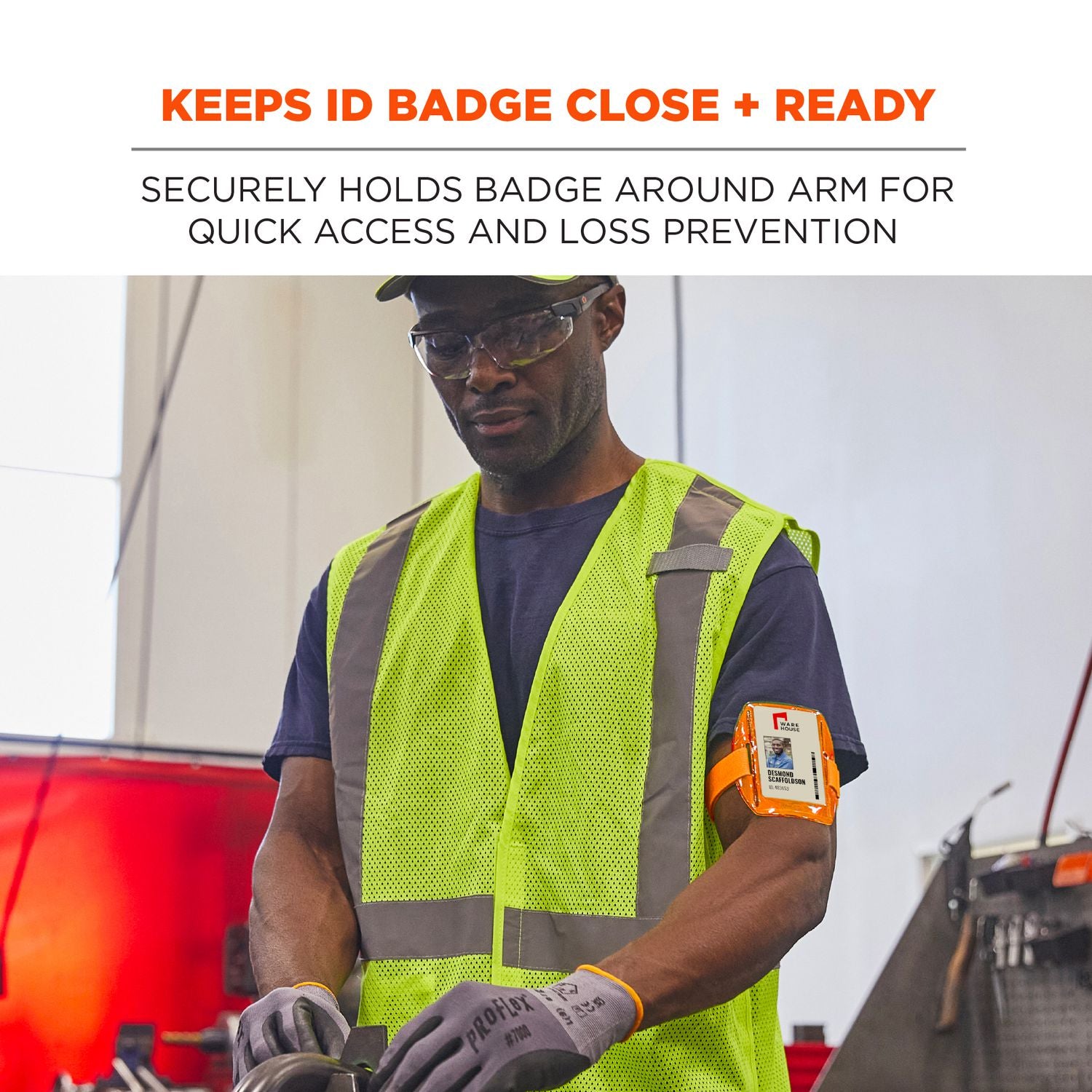 ergodyne® Squids 3386 Arm Band ID/Badge Holder, Vertical, Orange, 3.75 x 4.25 Holder, 2.5 x 4 Insert, 10/Pack