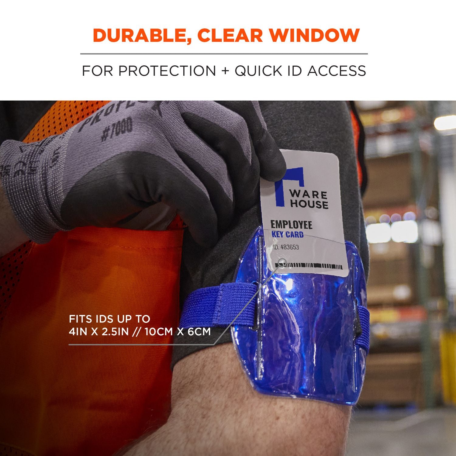 ergodyne® Squids 3386 Arm Band ID/Badge Holder, Vertical, Blue, 3.75 x 4.25 Holder, 2.5 x 4 Insert, 10/Pack