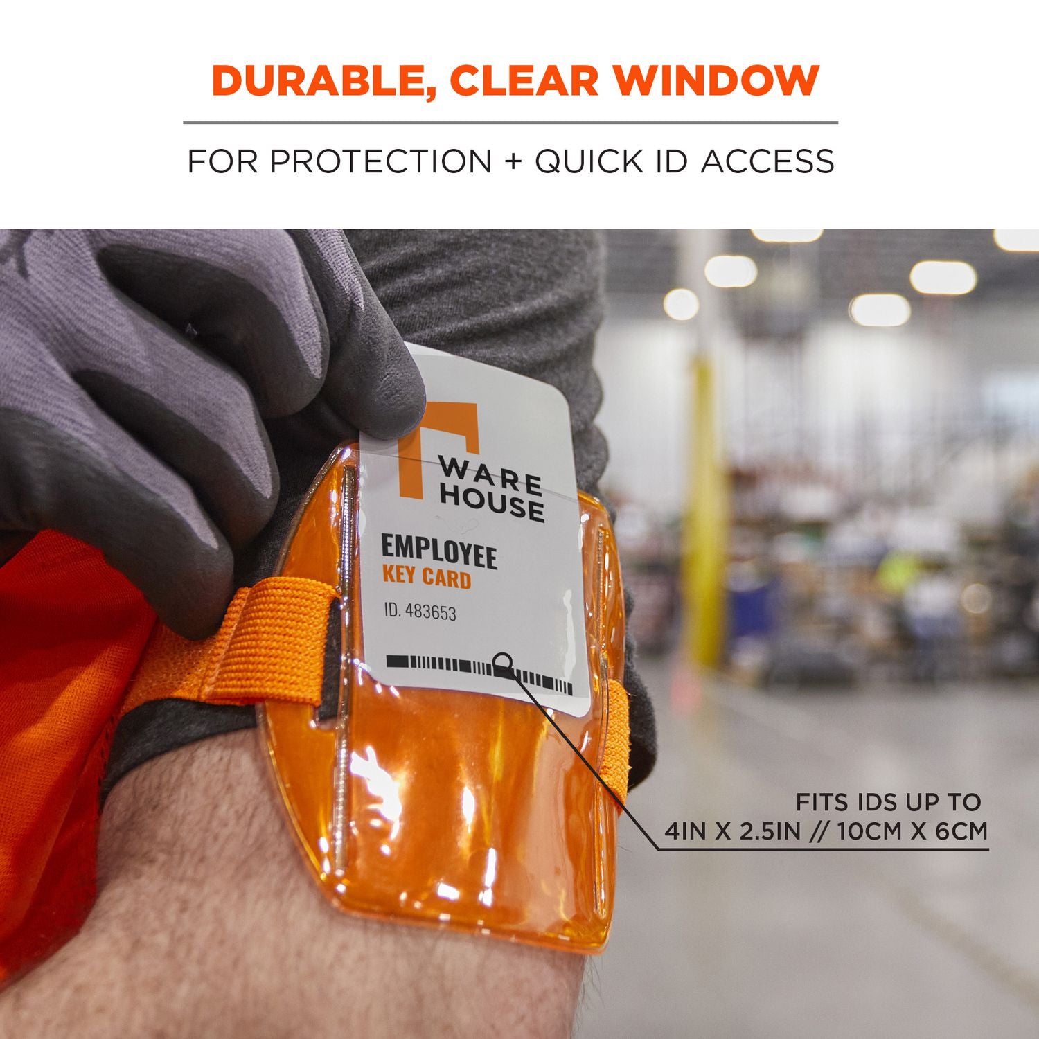 ergodyne® Squids 3386 Arm Band ID/Badge Holder, Vertical, Orange, 3.75 x 4.25 Holder, 2.5 x 4 Insert, 10/Pack