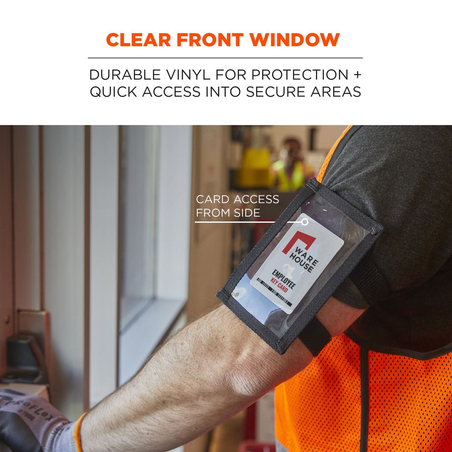 ergodyne® Squids 3387 Dual Band Arm ID/Badge Holder with Zipper, Vertical, Black, 3.75 x 5.75 for 2.75 x 4.75 Insert