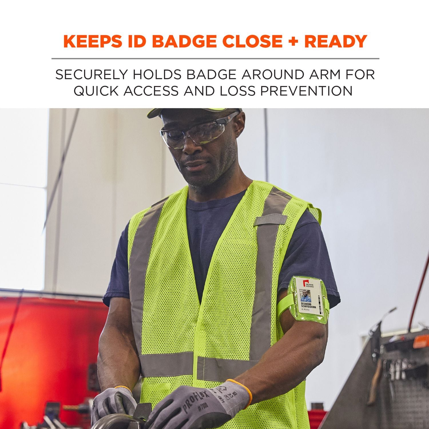 ergodyne® Squids 3386 Arm Band ID/Badge Holder, Vertical, Lime, 3.75 x 4.25 Holder, 2.5 x 4 Insert, 10/Pack