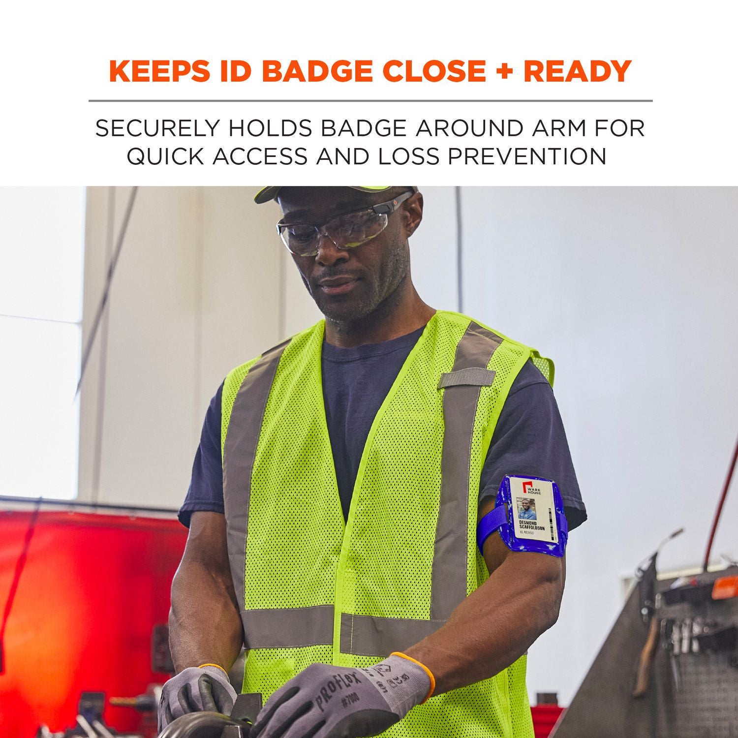 ergodyne® Squids 3386 Arm Band ID/Badge Holder, Vertical, Blue, 3.75 x 4.25 Holder, 2.5 x 4 Insert, 10/Pack