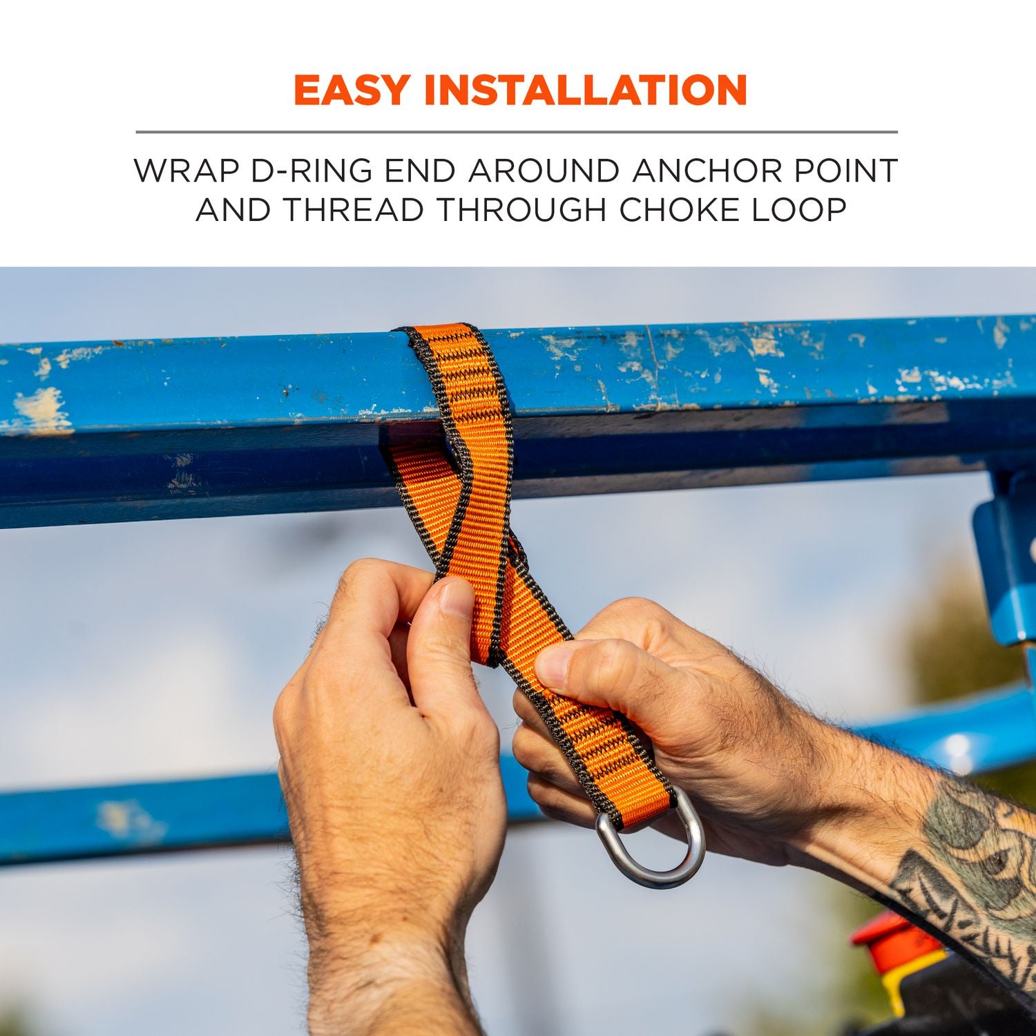 ergodyne® Squids 3174 Anchor Choke Strap for Tool Tethering, 25 lb Max Safe Working Capacity, 15" Long, Orange