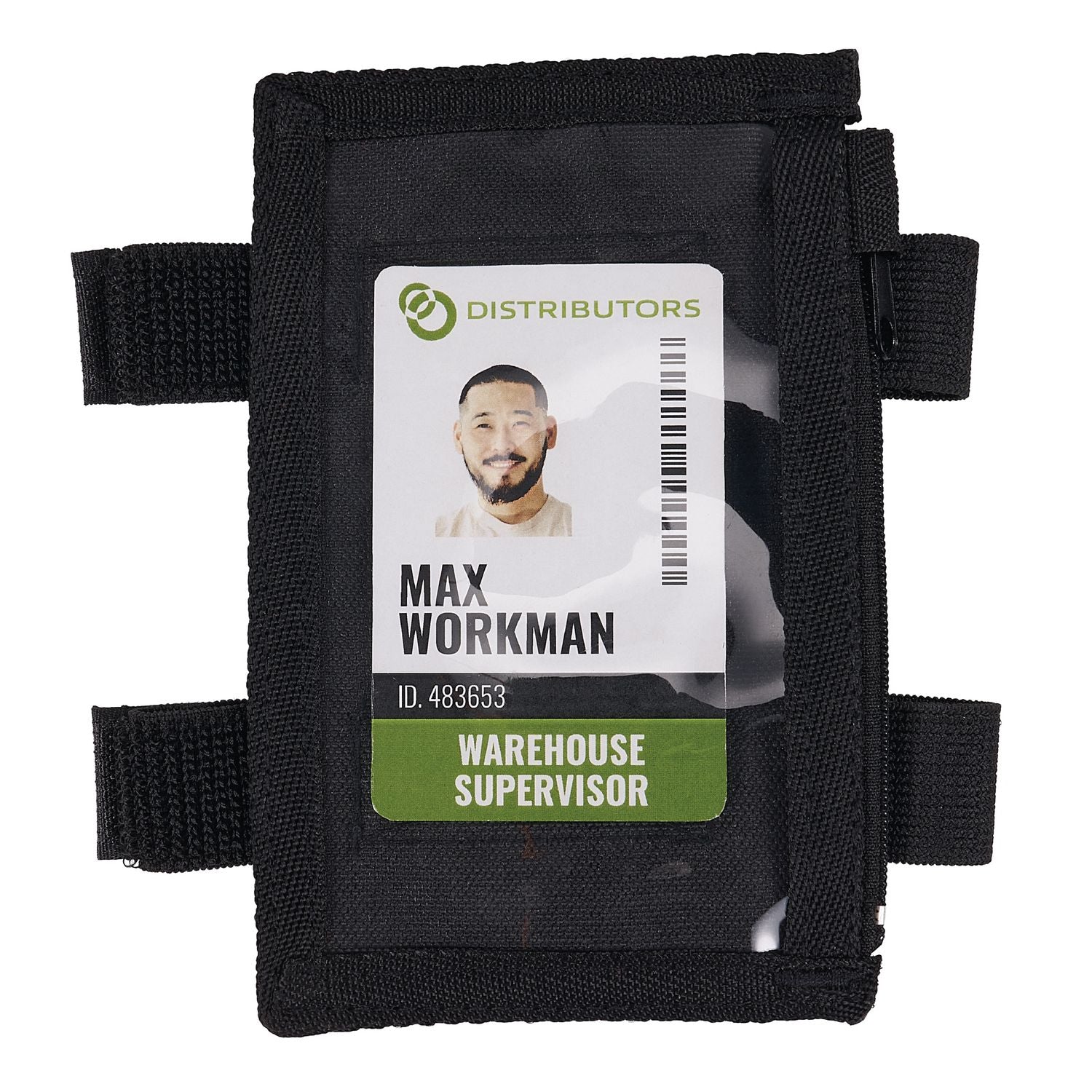 ergodyne® Squids 3387 Dual Band Arm ID/Badge Holder with Zipper, Vertical, Black, 3.75 x 5.75 for 2.75 x 4.75 Insert