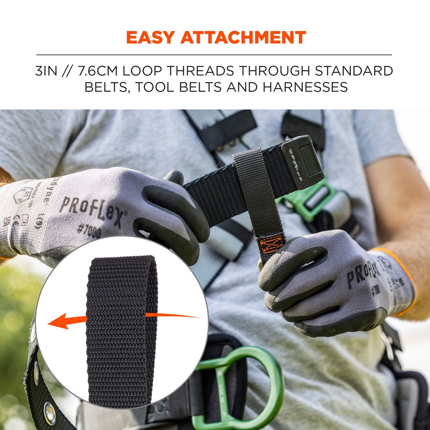 ergodyne® Squids 3171 Anchor Strap Belt Loop Attachment for Tool Tethering, 5 lb Max Working Capacity, 5" Long, Black, 2/Pack