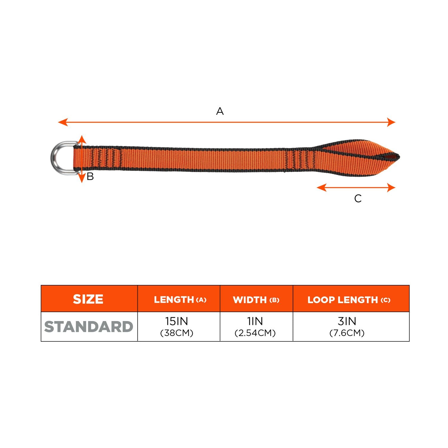 ergodyne® Squids 3174 Anchor Choke Strap for Tool Tethering, 25 lb Max Safe Working Capacity, 15" Long, Orange