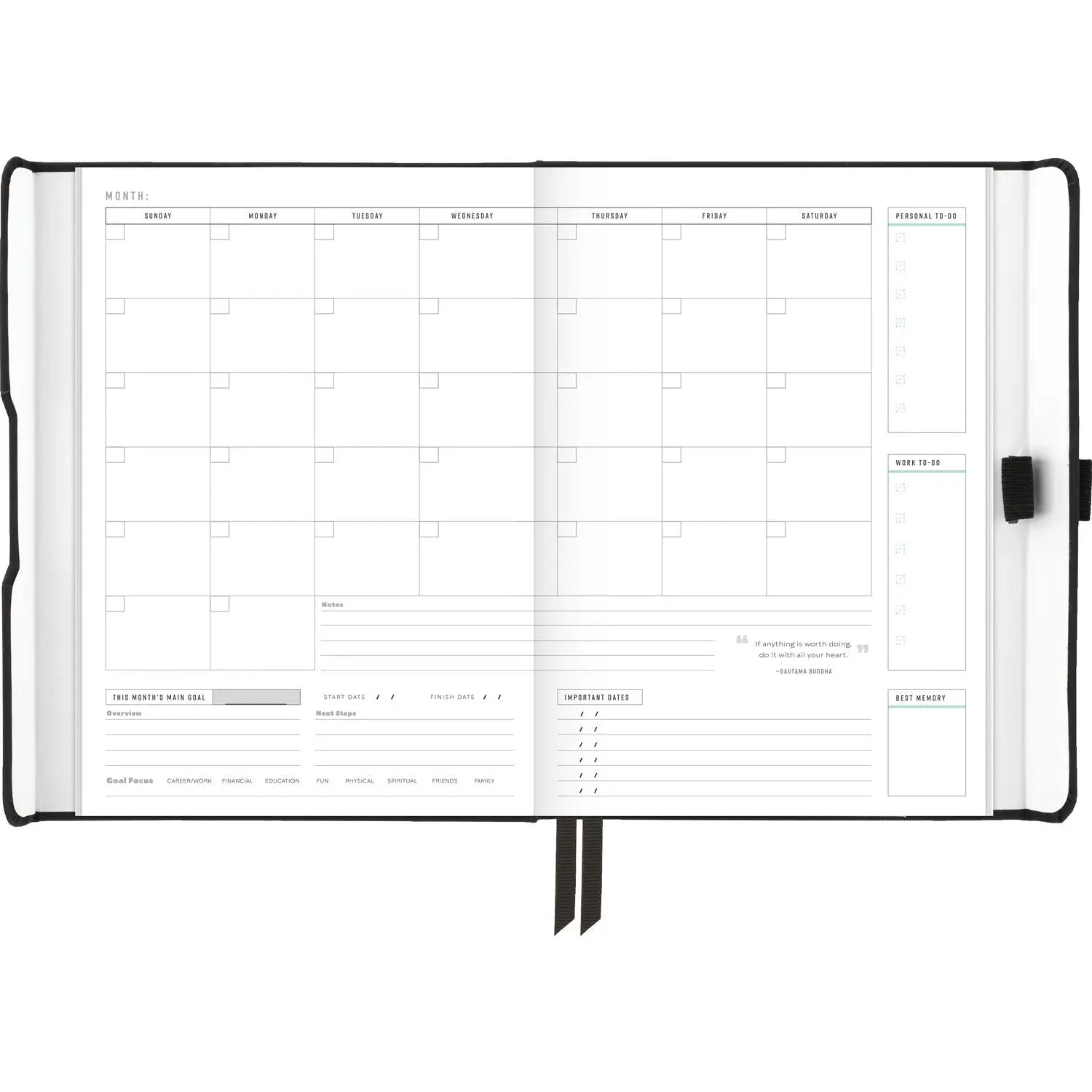 Foundation Undated Weekly/Monthly Planner, 8.5" x 6.75", Black Cover, 12-Month: Undated AT-A-GLANCE® Flipcost