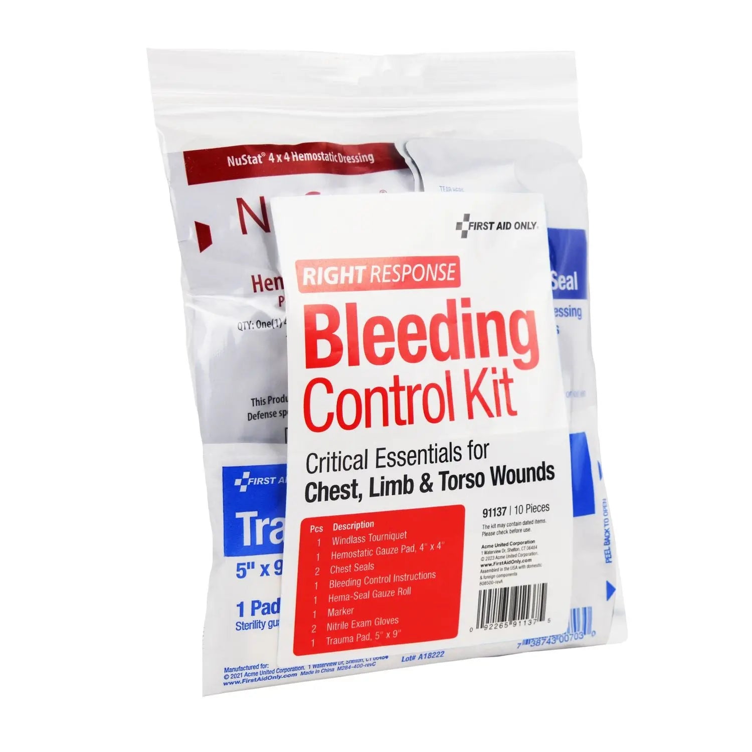First Aid Only™ Critical Essentials Bleeding Control Kit for Limb, Chest and Torso Wounds, 11 Pieces, Plastic Bag First Aid Only™ Flipcost