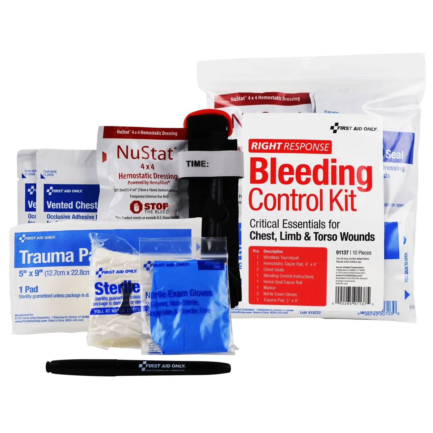 First Aid Only™ Critical Essentials Bleeding Control Kit for Limb, Chest and Torso Wounds, 11 Pieces, Plastic Bag First Aid Only™ Flipcost