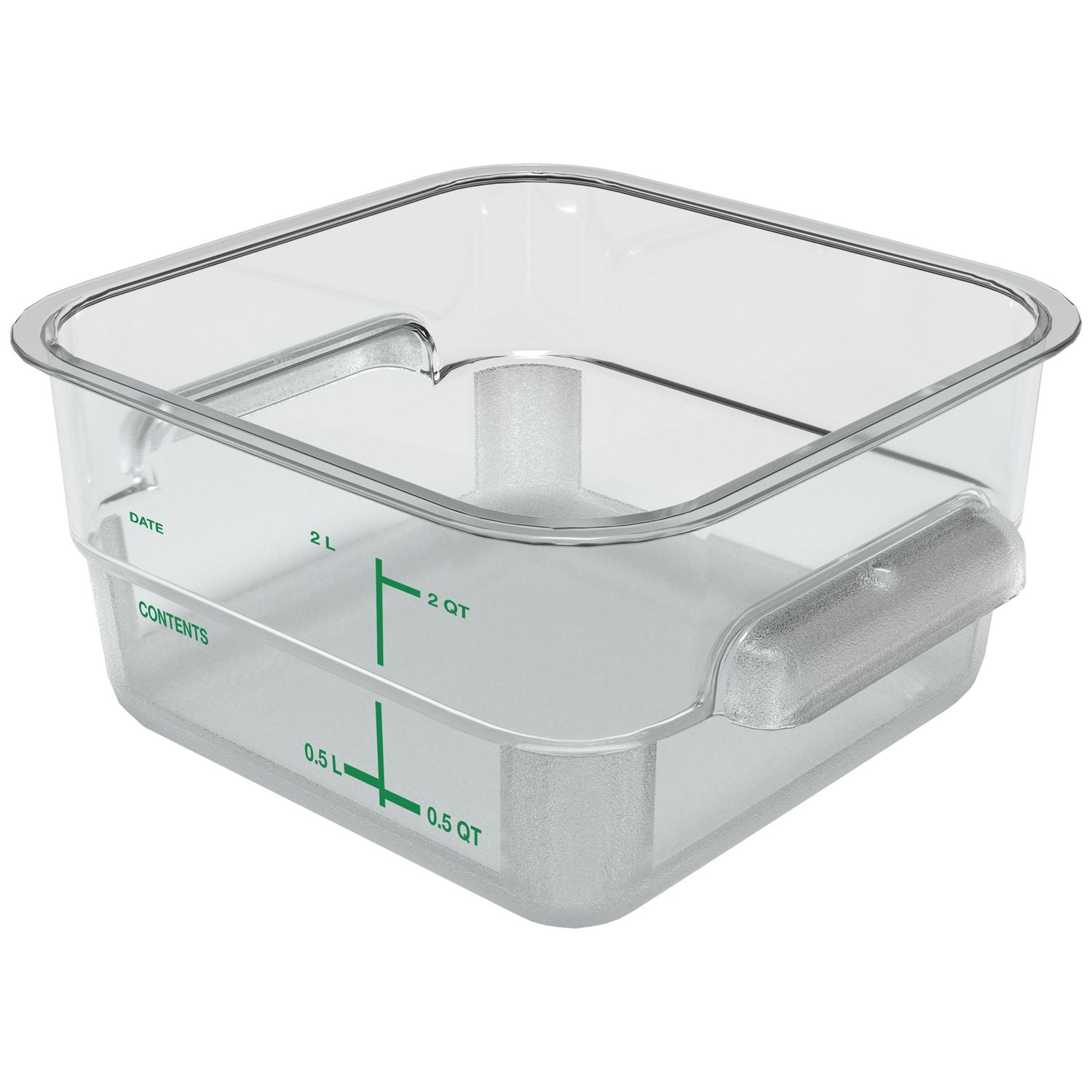 Squares Polycarbonate Food Storage Container, 2 qt, 7.13 x 7.13 x 3.8, Clear, Plastic