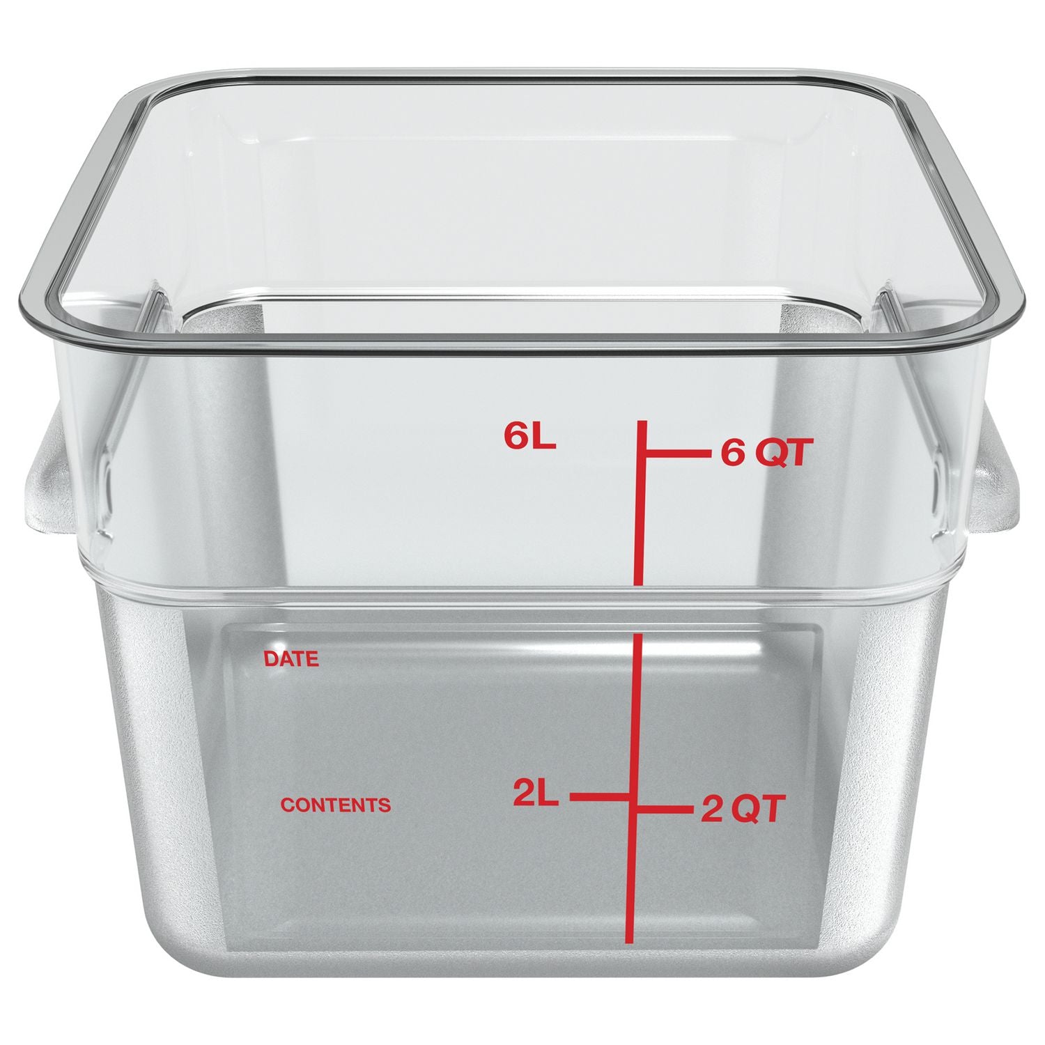 Carlisle Squares Polycarbonate Food Storage Container, 6 qt, 8.75 x 8.75 x 7.31, Clear, Plastic