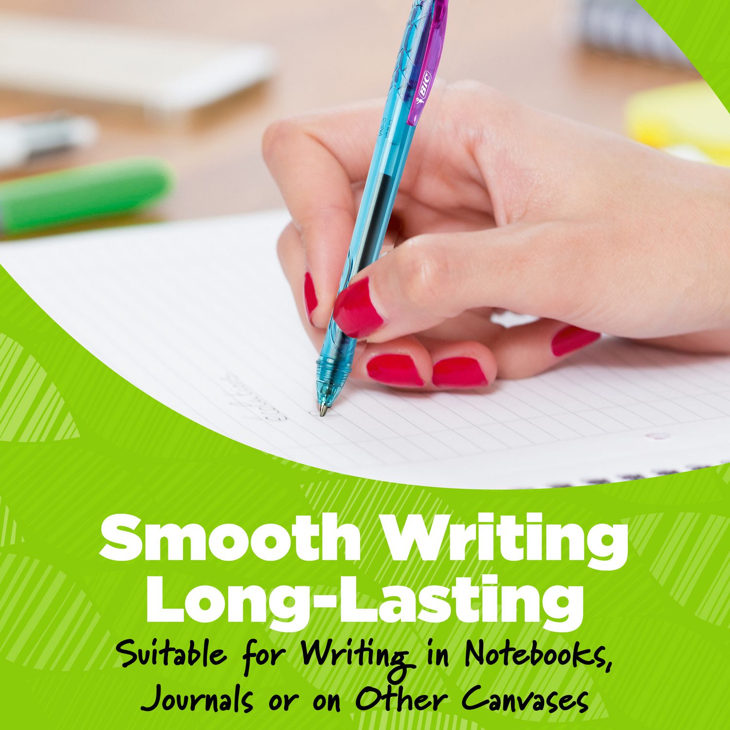 BIC® Ecolutions Gel Pen, Retractable, Medium 1 mm, Assorted Ink Colors, Blue Barrel, Dozen