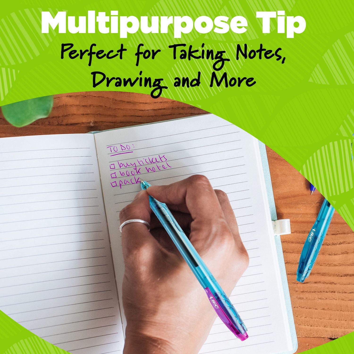 BIC® Ecolutions Gel Pen, Retractable, Medium 1 mm, Assorted Ink Colors, Blue Barrel, Dozen