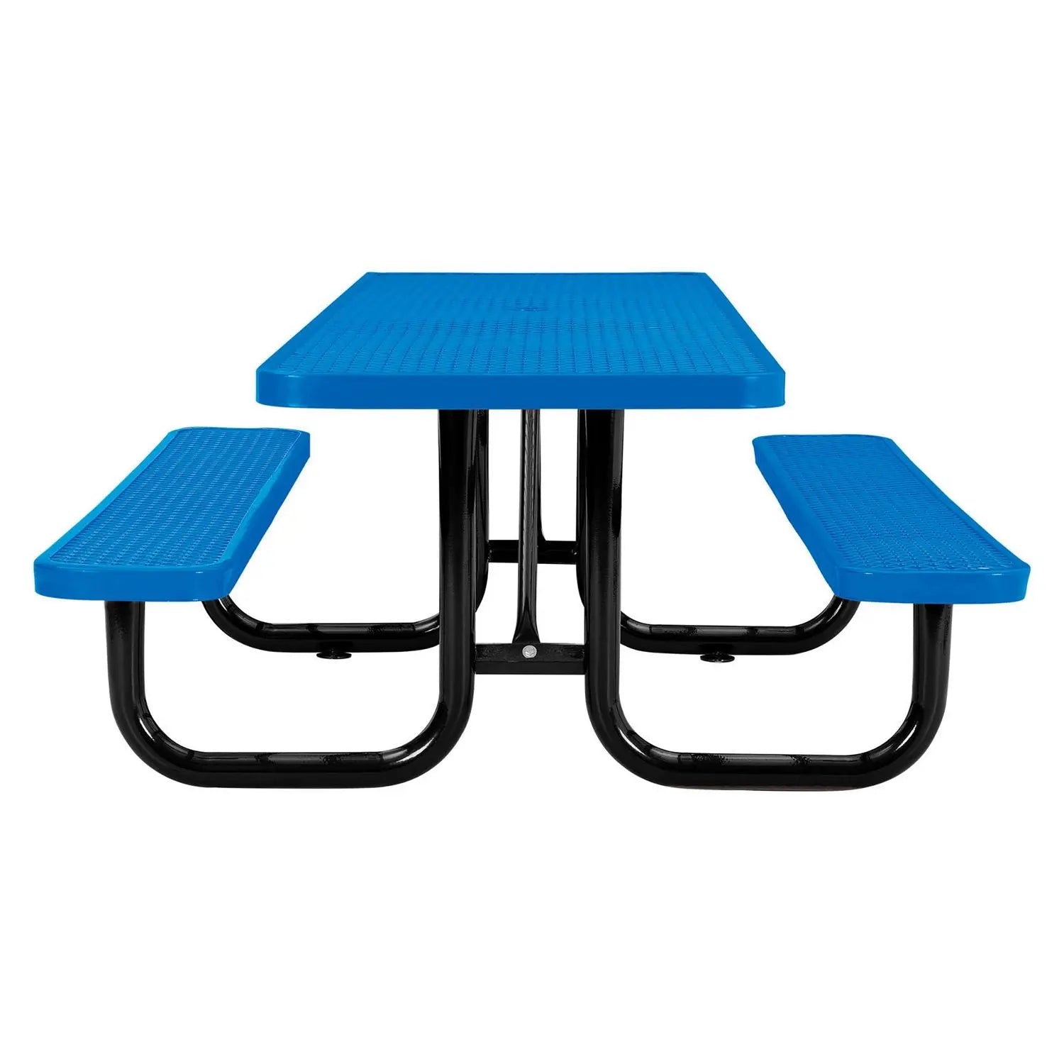 ADA Compliant Expanded Steel Picnic Table, Rectangular, 96 x 60 x 29.5, Blue Top and Base Global Industrial® Flipcost