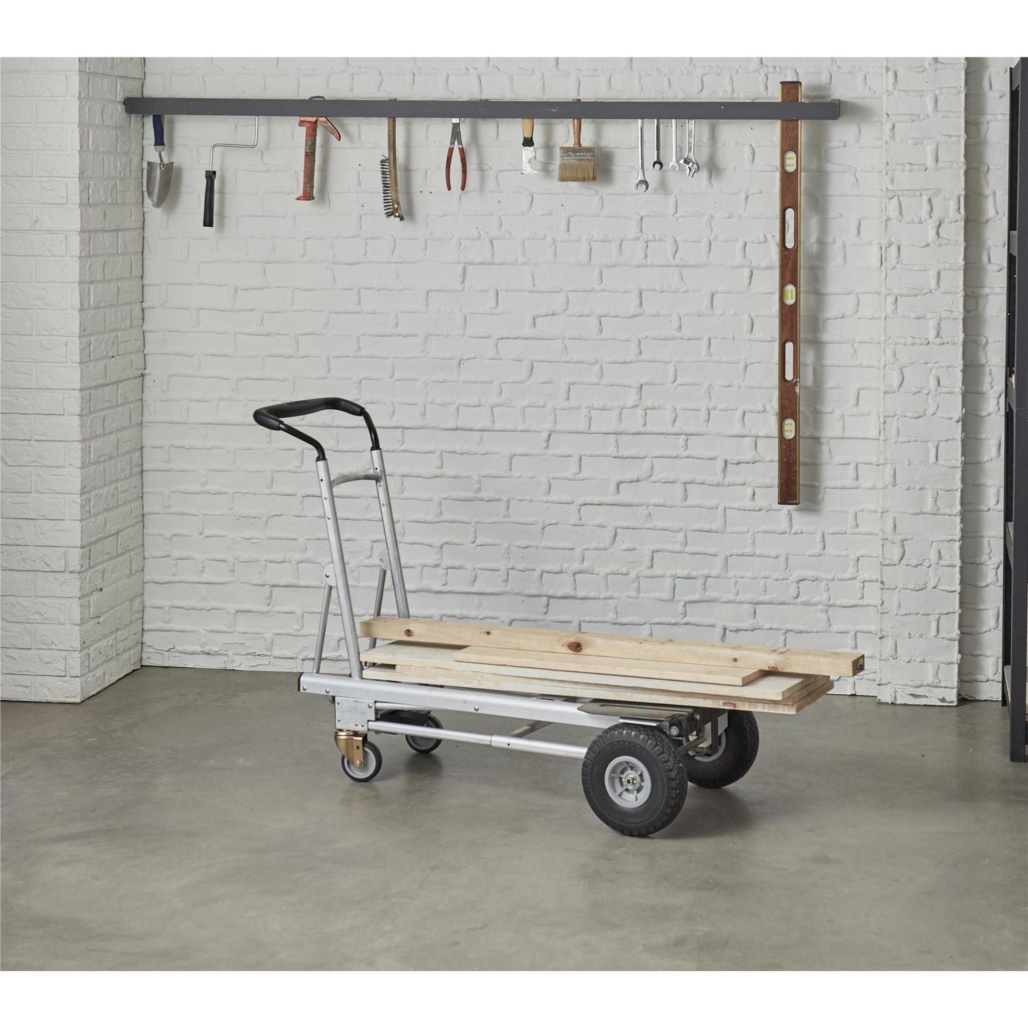 Cosco® Heavy Duty 4-in-1 Truck, Supports 800 lb (Hand Truck) 1,000 lb (Cart/Platform Truck), 19.69" x 18.7" x 48.31", Silver/Black