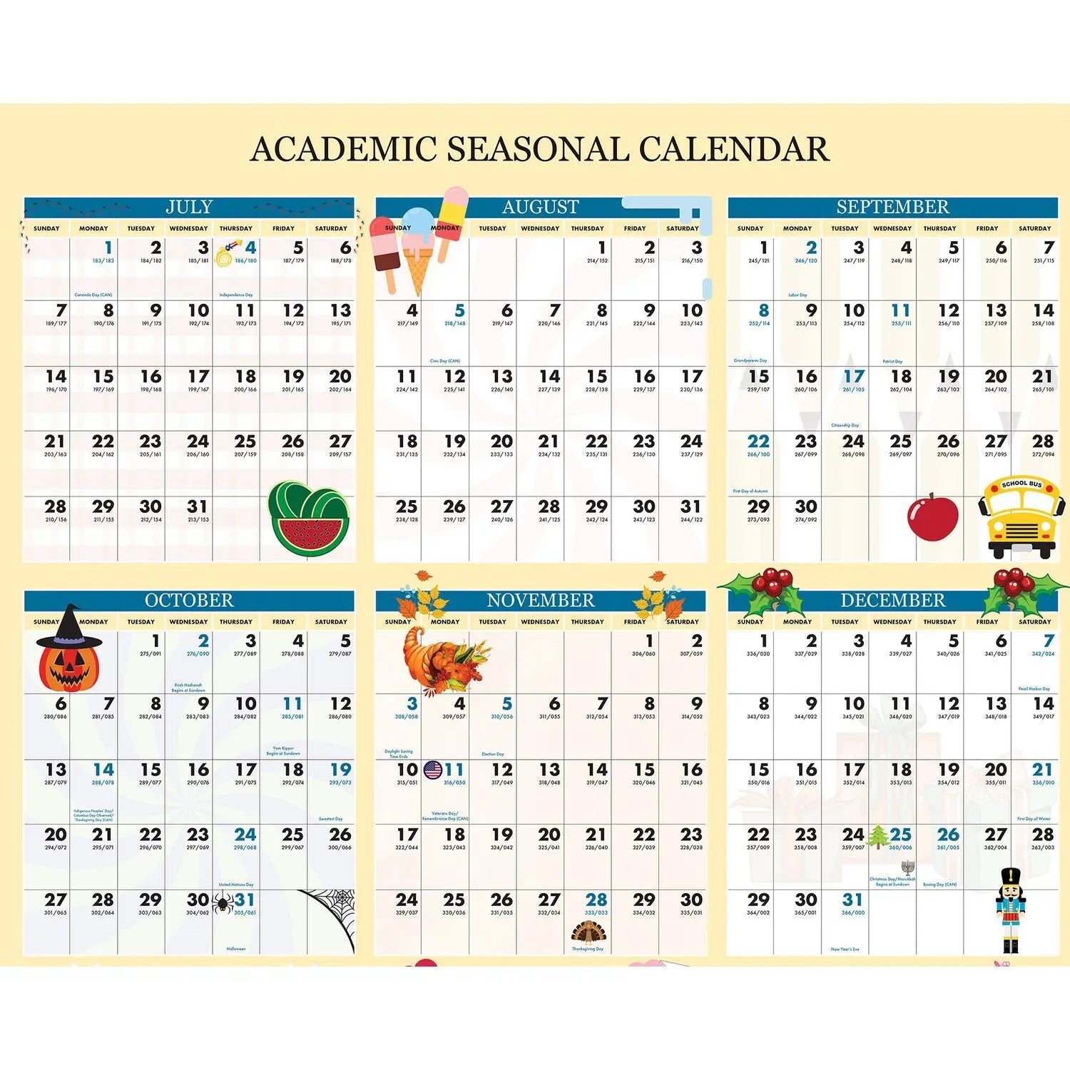 Recycled Academic Seasonal Laminated Wall Calendar, Illustrated Seasons, 24 x 37, 12-Month (July to June), 2024 to 2025 House of Doolittle™ Flipcost