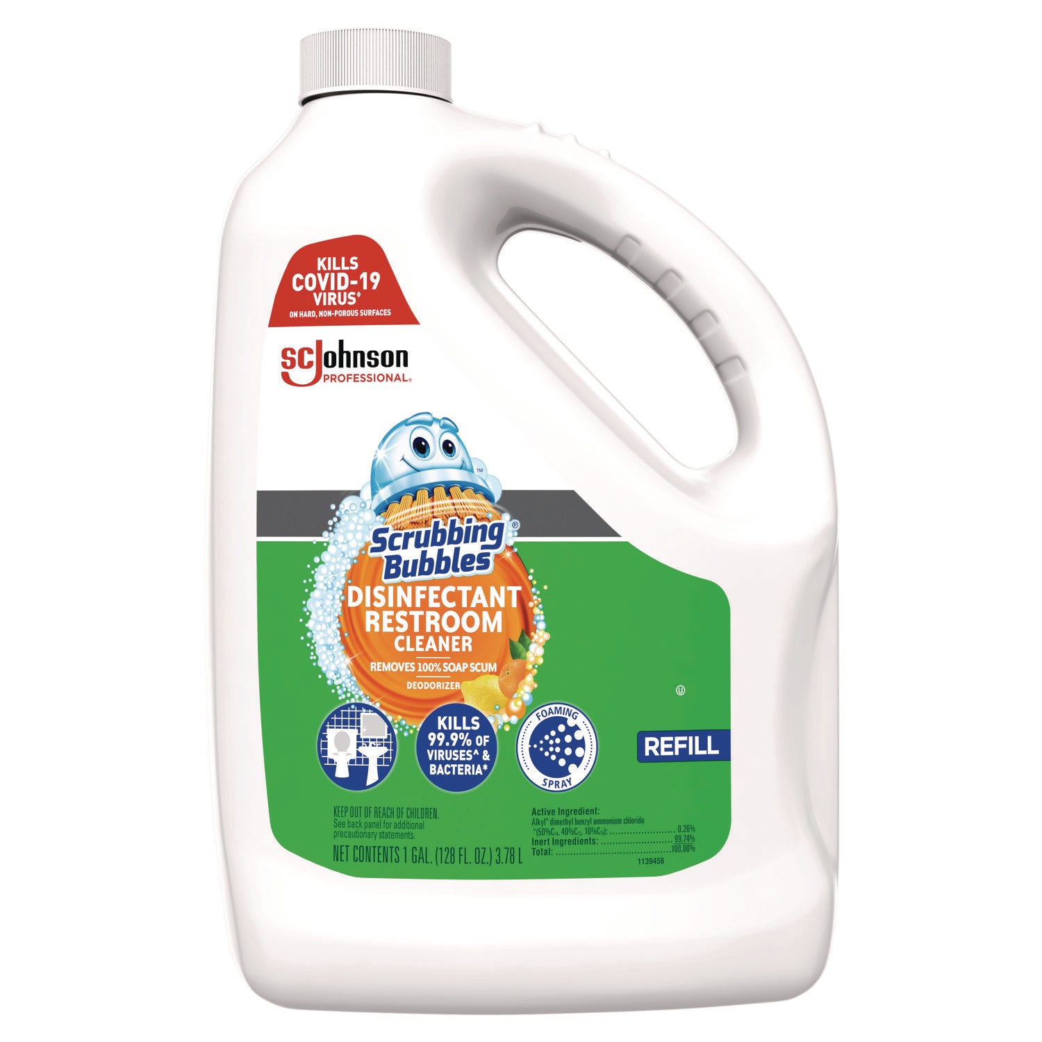 Scrubbing Bubbles® Disinfectant Restroom Cleaner, Citrus Scent, 1 gal Bottle, 4/Carton