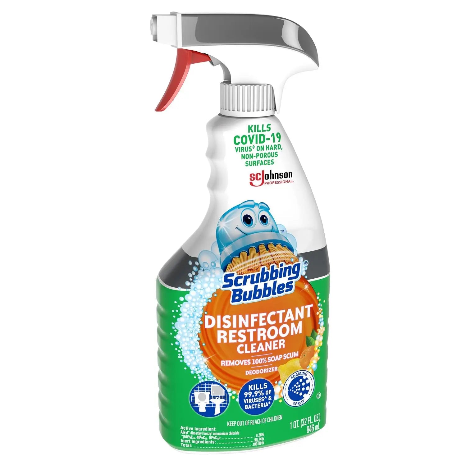 Disinfectant Restroom Cleaner, Citrus Scent, 32 oz Spray Bottle, 8/Carton Scrubbing Bubbles® Flipcost