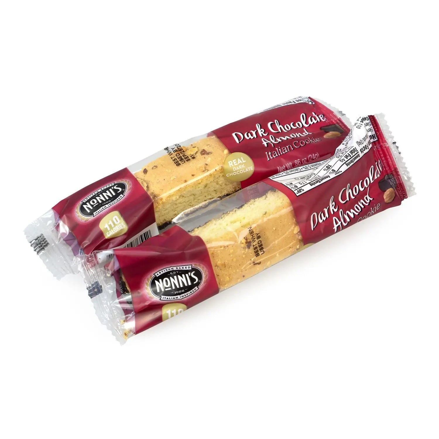 Biscotti, Dark Chocolate Almond, 0.88 oz Packet, 25/Tub, 2 Tubs/Carton Nonni's® Flipcost