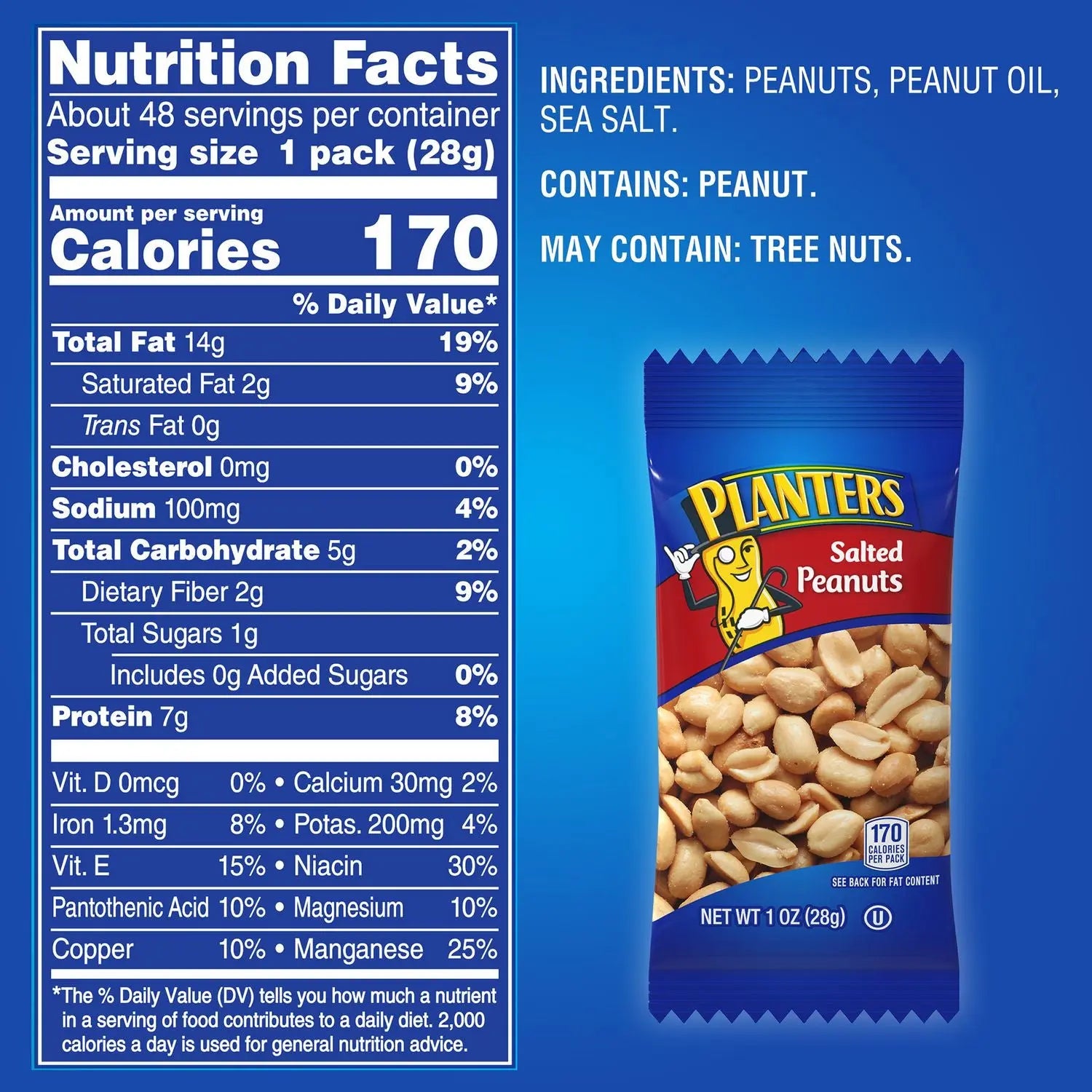 Salted Peanuts, 1 oz Pouch, 48/Box, 2 Boxes/Carton Planters® Flipcost